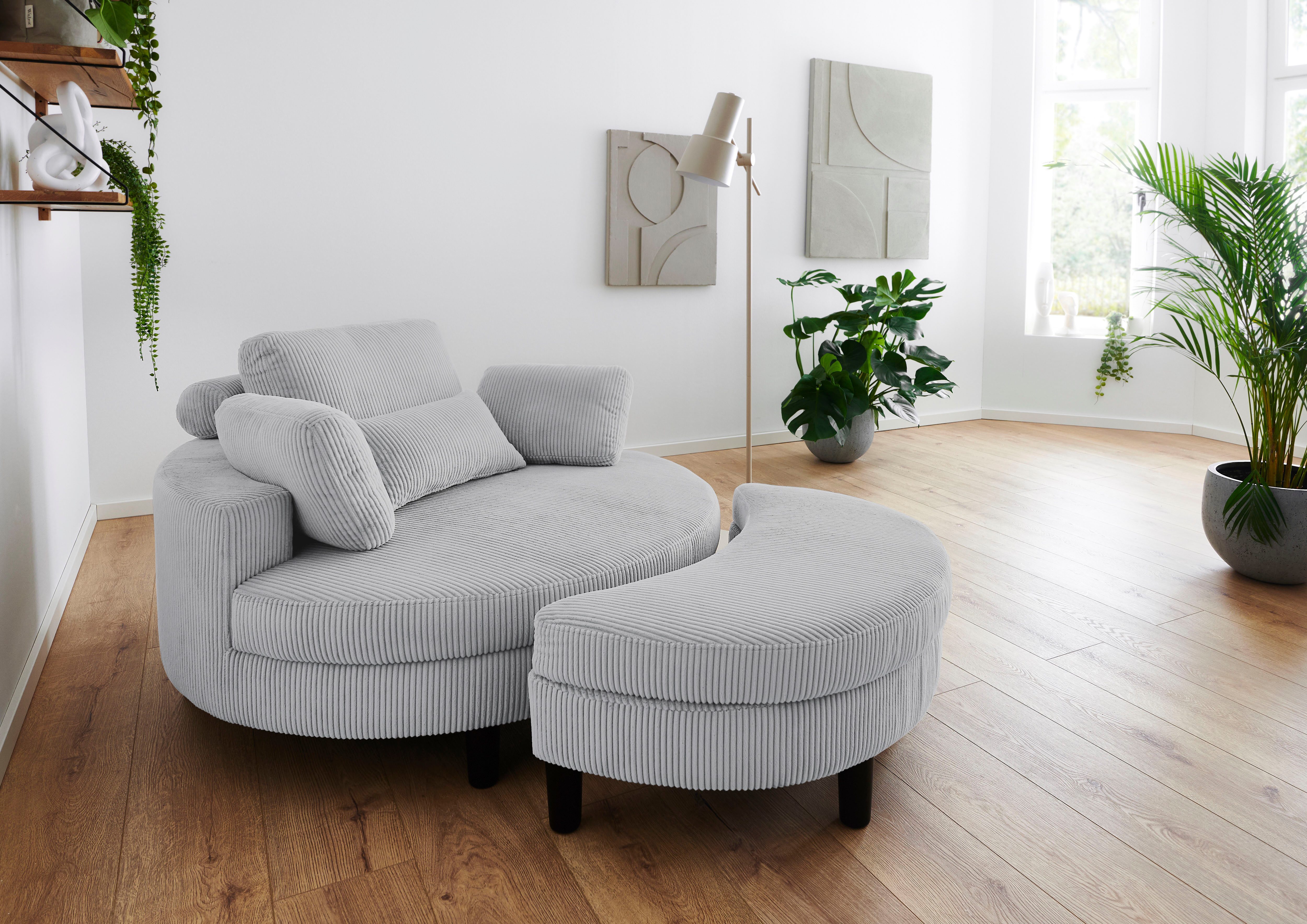 ATLANTIC home collection Loveseat Ravi XXL-stoel, inclusief opberghocker, rugkussen & drie sierkussens