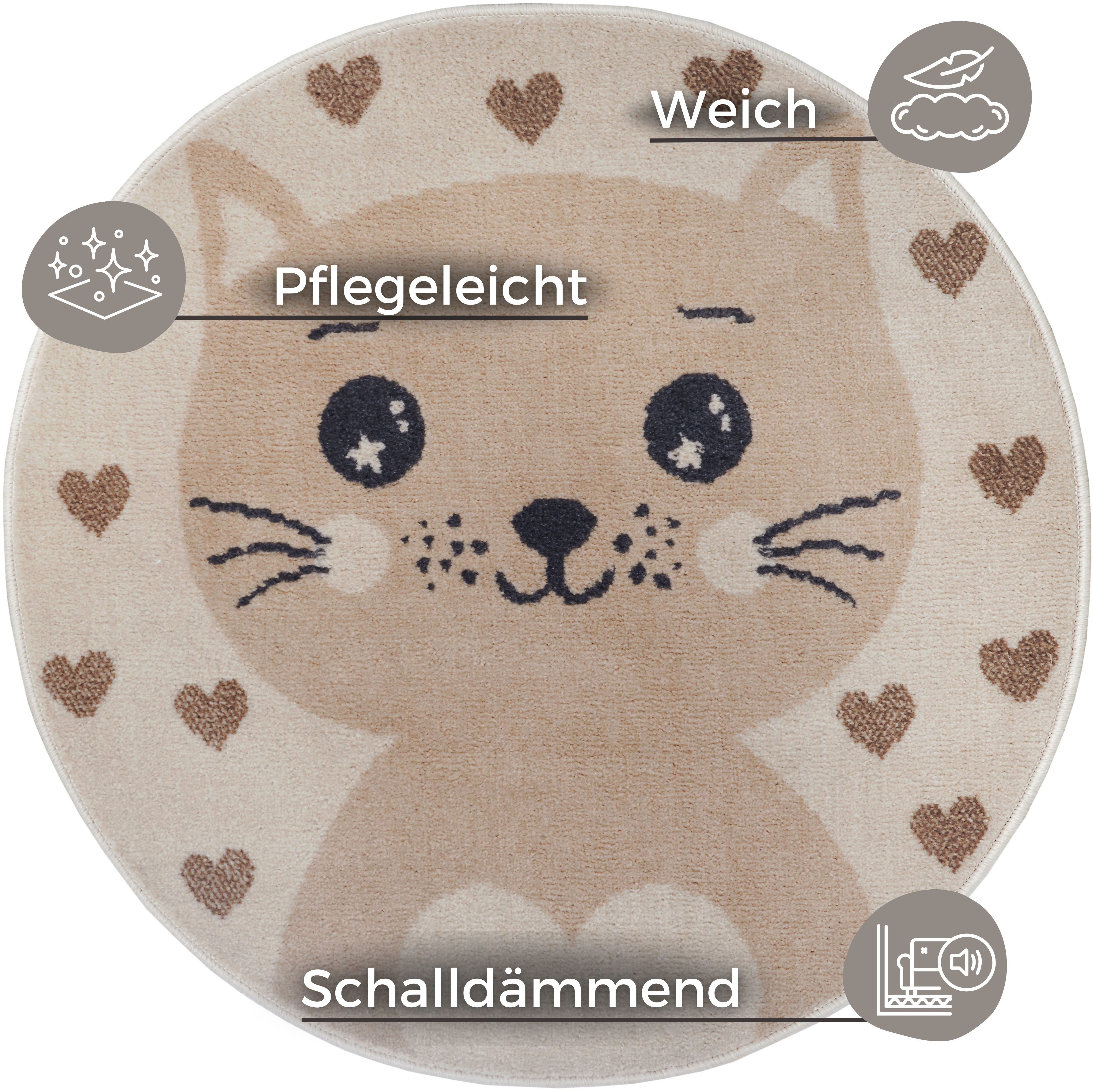 HANSE Home Kindervloerkleed Adventures Cat Speeltapijt, stevig, kinderkamer, kortpolig, speelondergrond