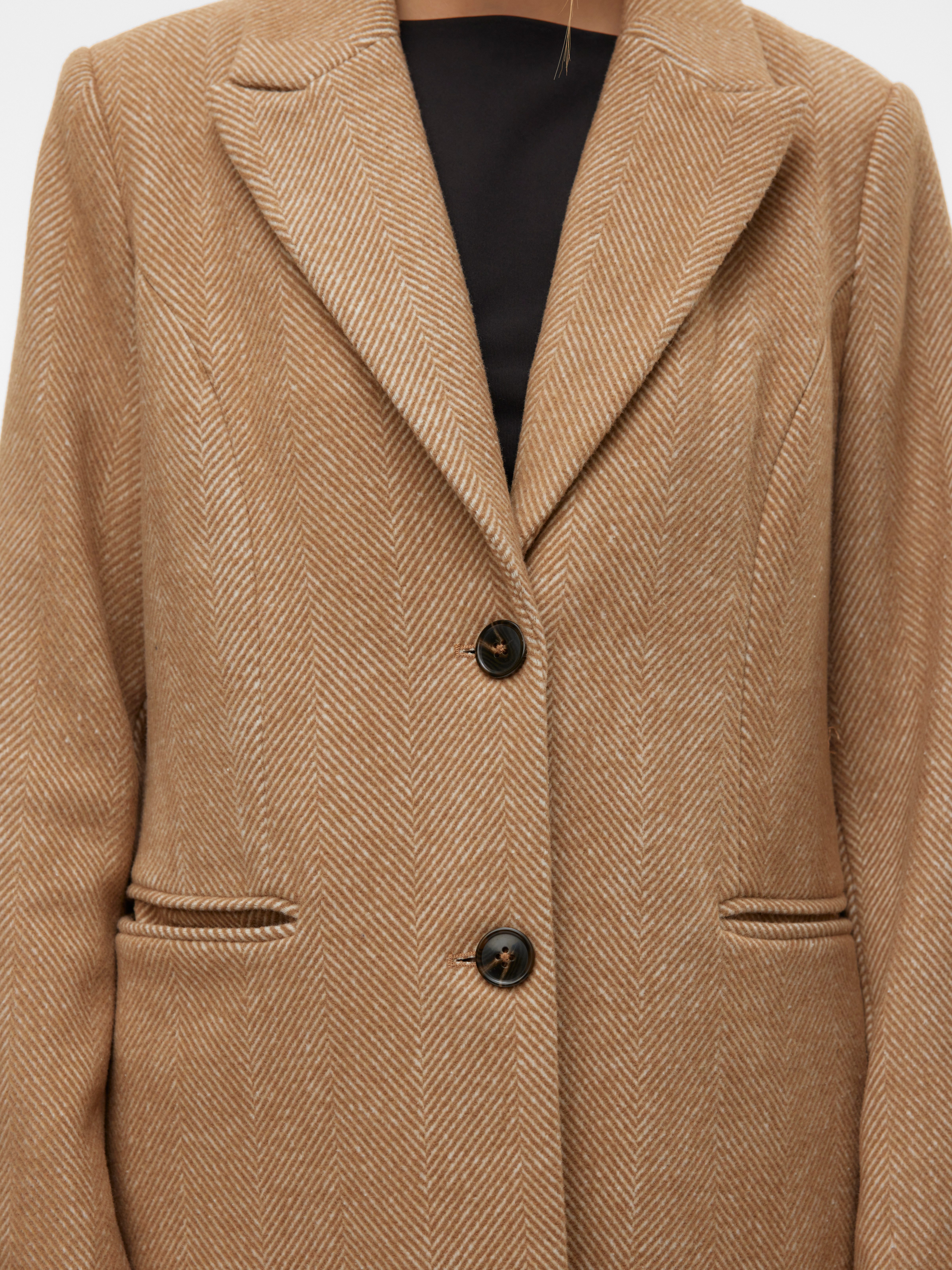 Vero Moda Lange jas VMBLAZA HERINGBONE LONG WOOL COAT GA BOO
