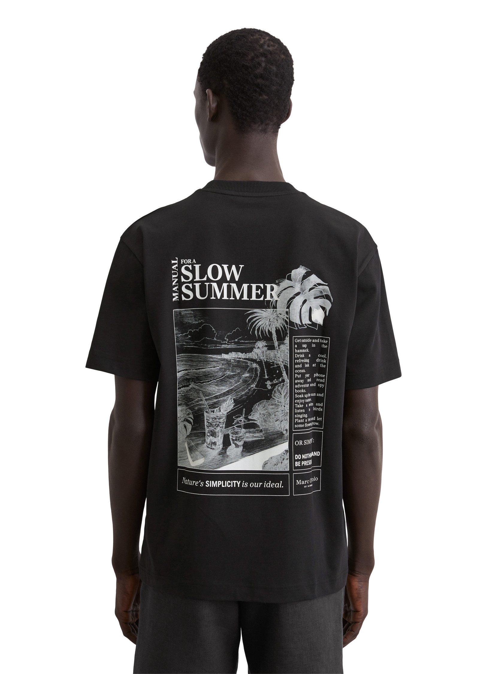 Marc O'Polo T-shirt met markante rugprint en logo-print aan de zijkant op de borst