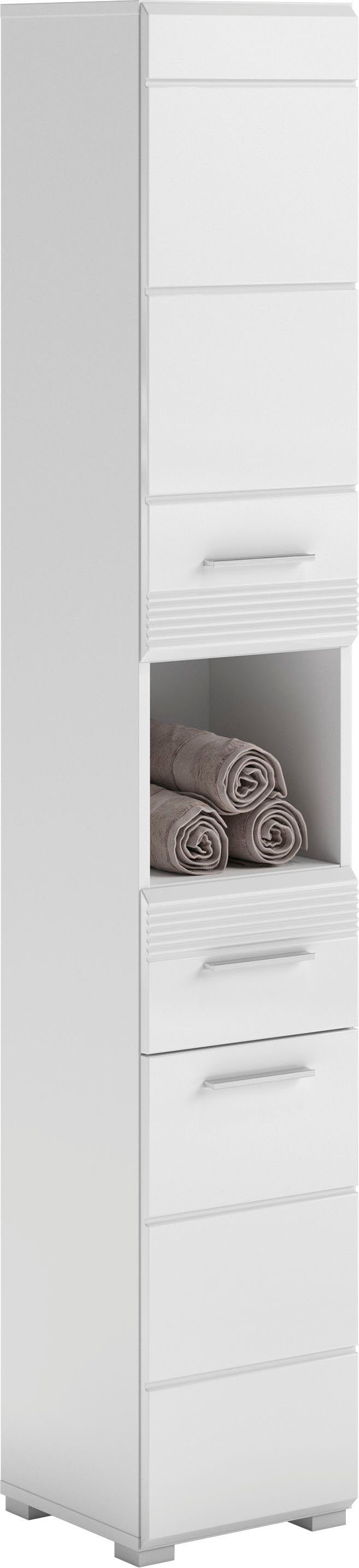 INOSIGN Hoge kast Malmö, Breedte 30 cm, 2 deuren, 1 lade, 1 open vak, MDF-front in verschillende kleuren verkrijgbaar, badkamermeubels, badkamerkast,