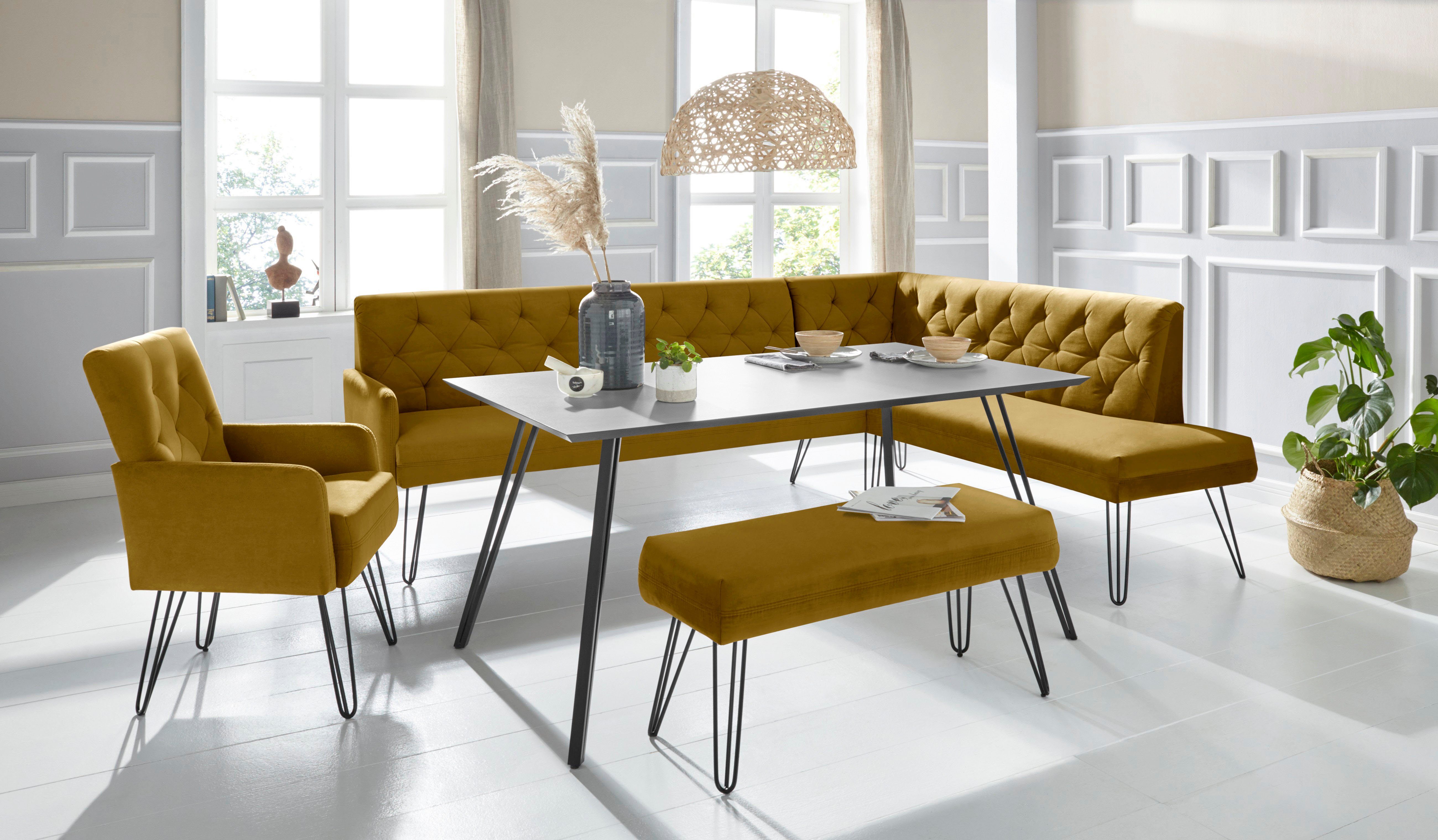 exxpo - sofa fashion Hoekbank Doppio, Chesterfield look, comfortabel en handig, hoge designvoeten