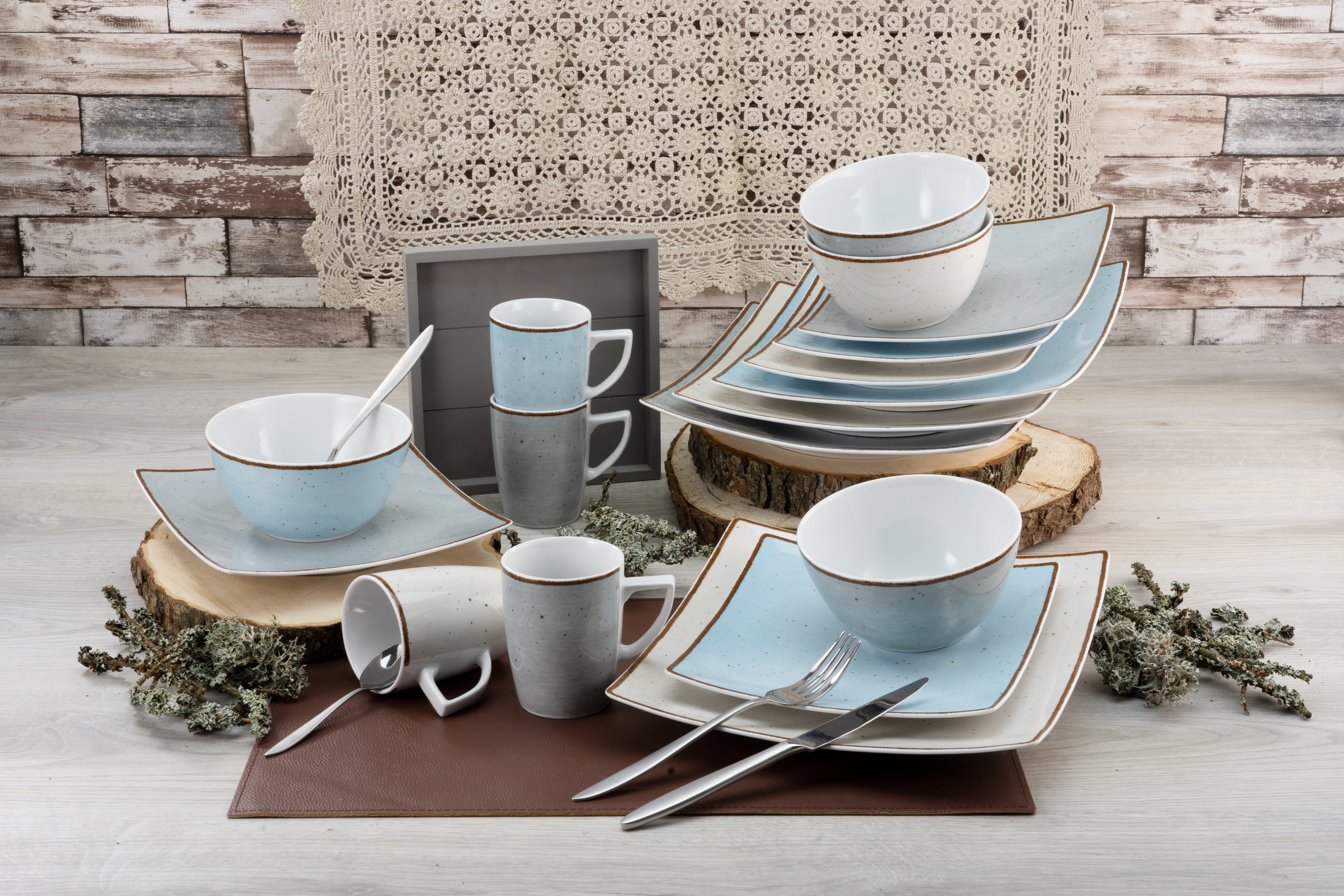 CreaTable Combi-servies Servies-set New Elegance Vintage Nature Servies, elegant model, Made in Europe, 24 delen, voor 6 personen (set, 24-delig)
