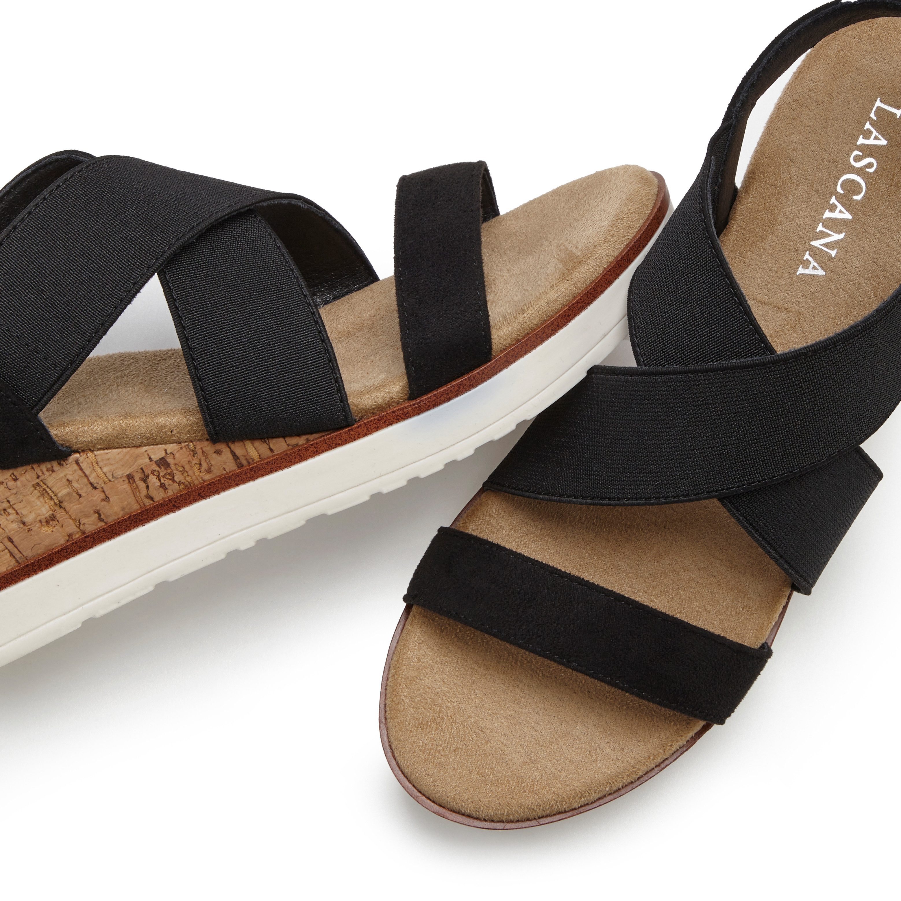 Lascana Sandaaltjes Zomerschoen Sandaal, zomerschoen met sleehak en elastische bandjes VEGAN