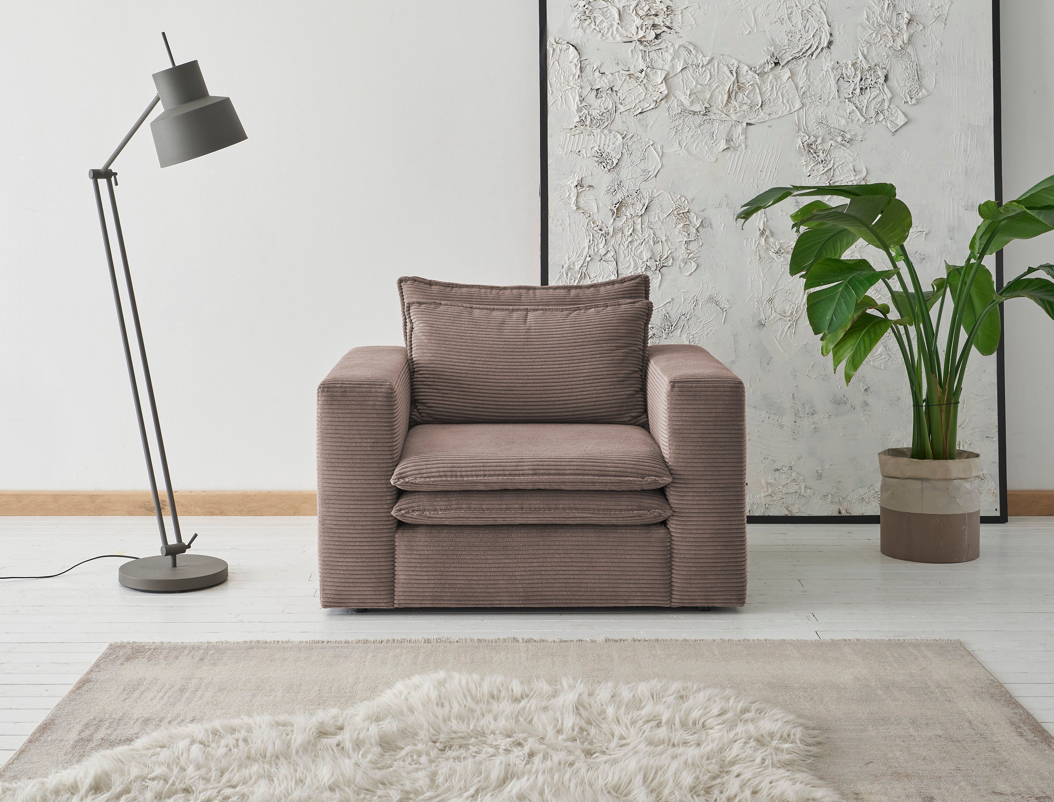 Places of Style Fauteuil PIAGGE Hoogwaardige cord- passend bij de serie PIAGGE fauteuils bruin