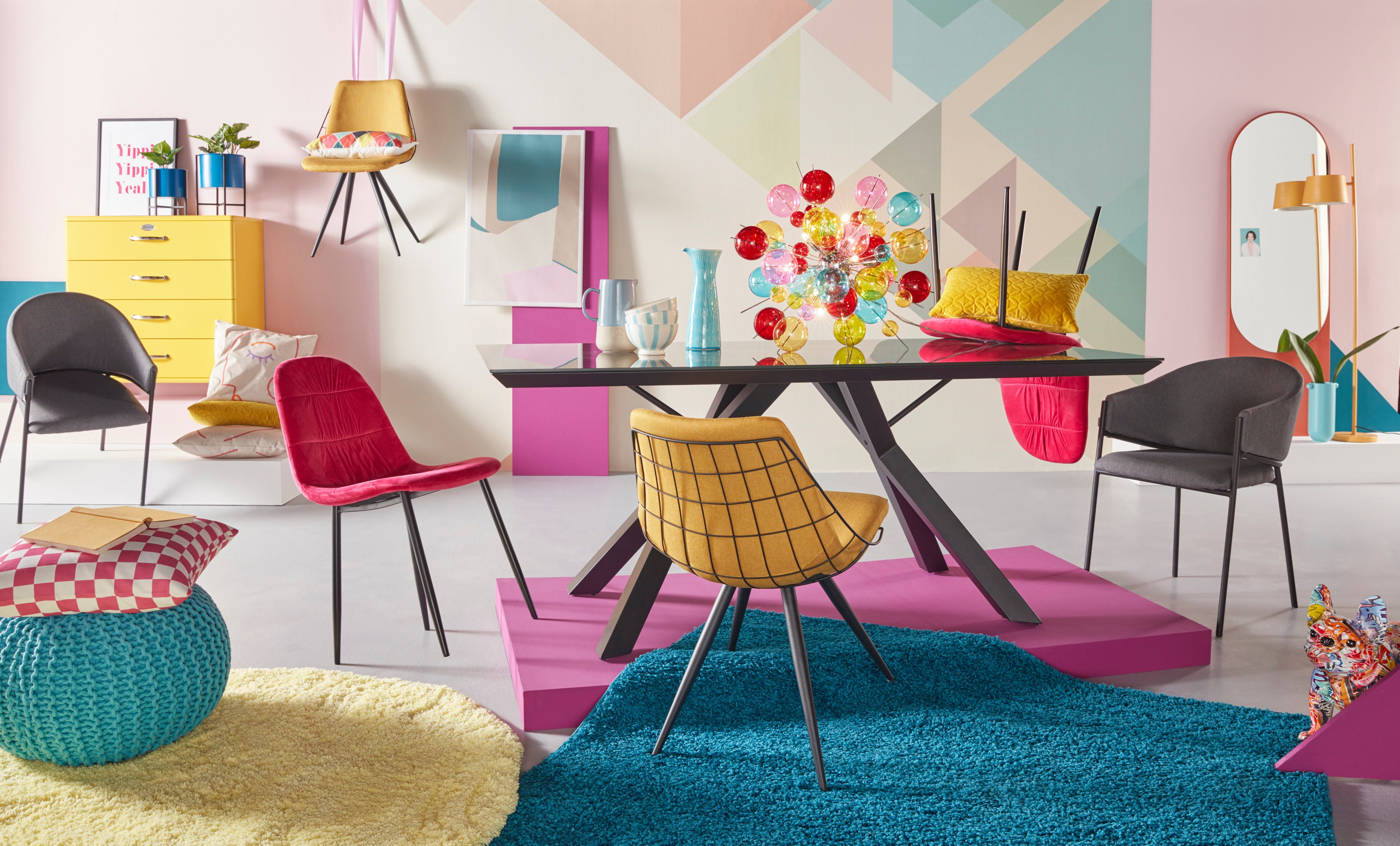 MCA furniture Eettafel Everett, TOPSELLER! met glazen blad, modern, onderhoudsvriendelijk, metalen frame