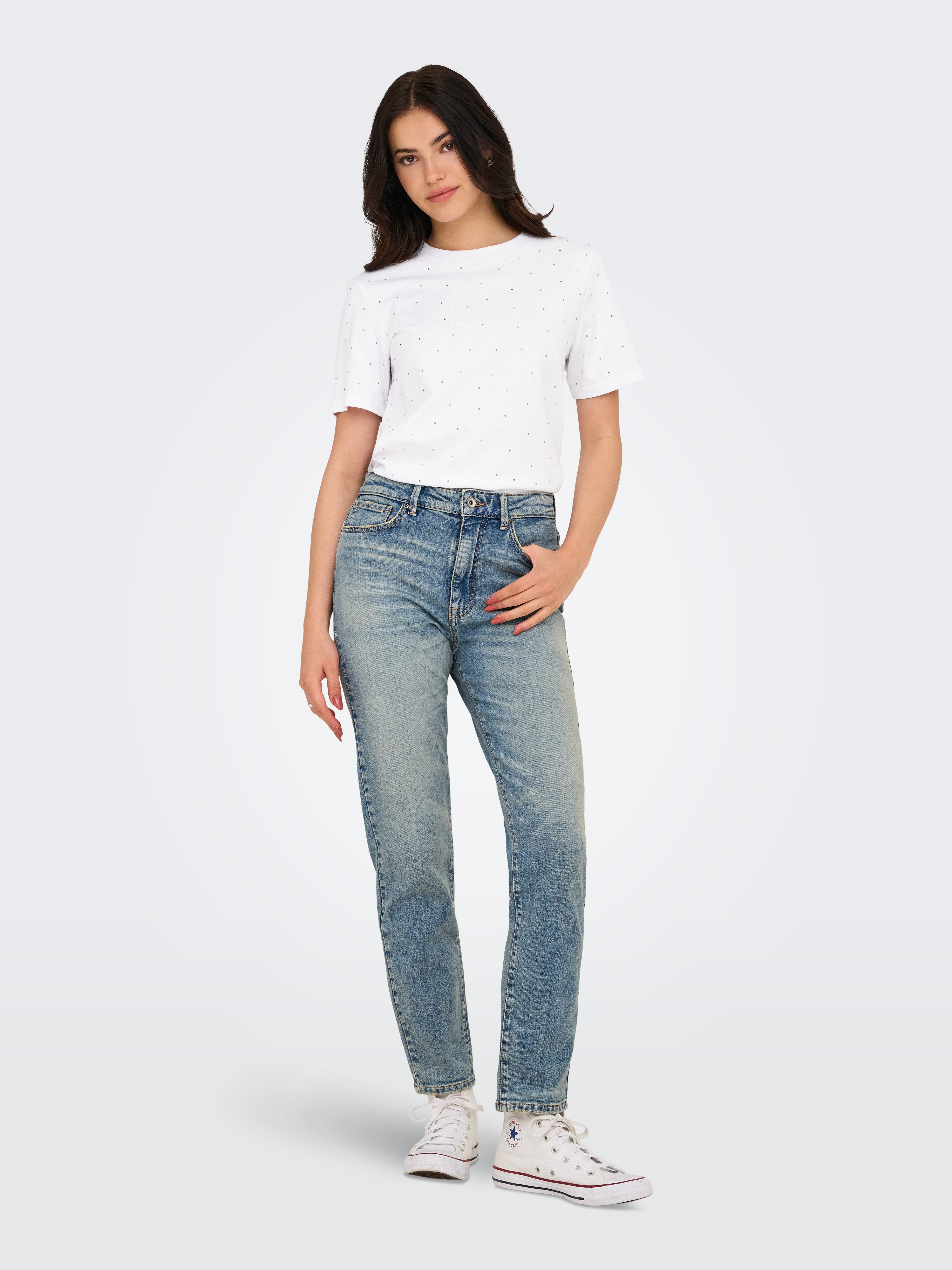 Only Shirt met korte mouwen ONLMONJA S/S STUDS TEE JRS