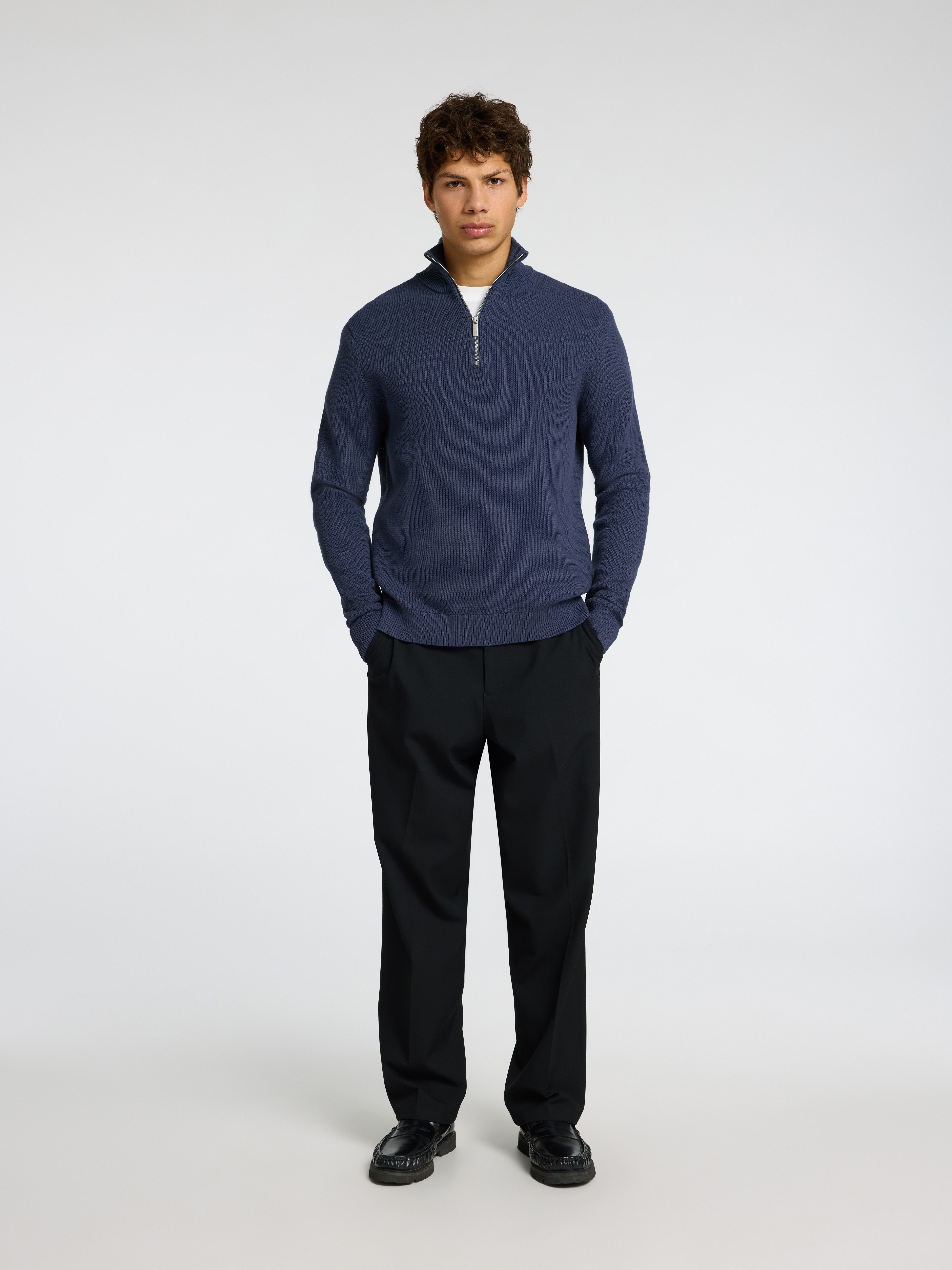 SELECTED HOMME Schipperstrui SLHDANE LS KNIT STRUCTURE HALF ZIP NOOS