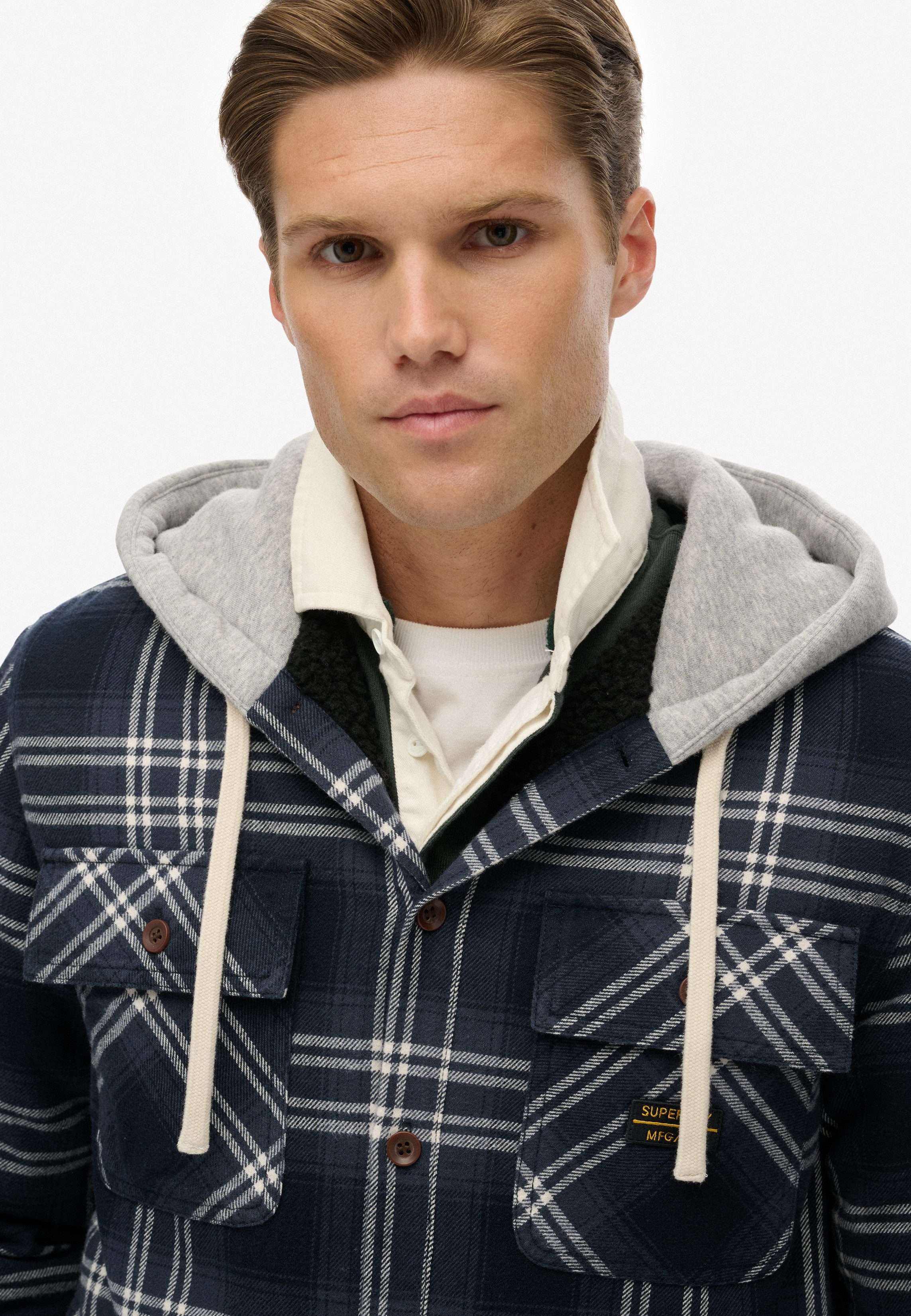 Superdry Overhemd met lange mouwen SURPLUS HOODED CHECK SHIRT