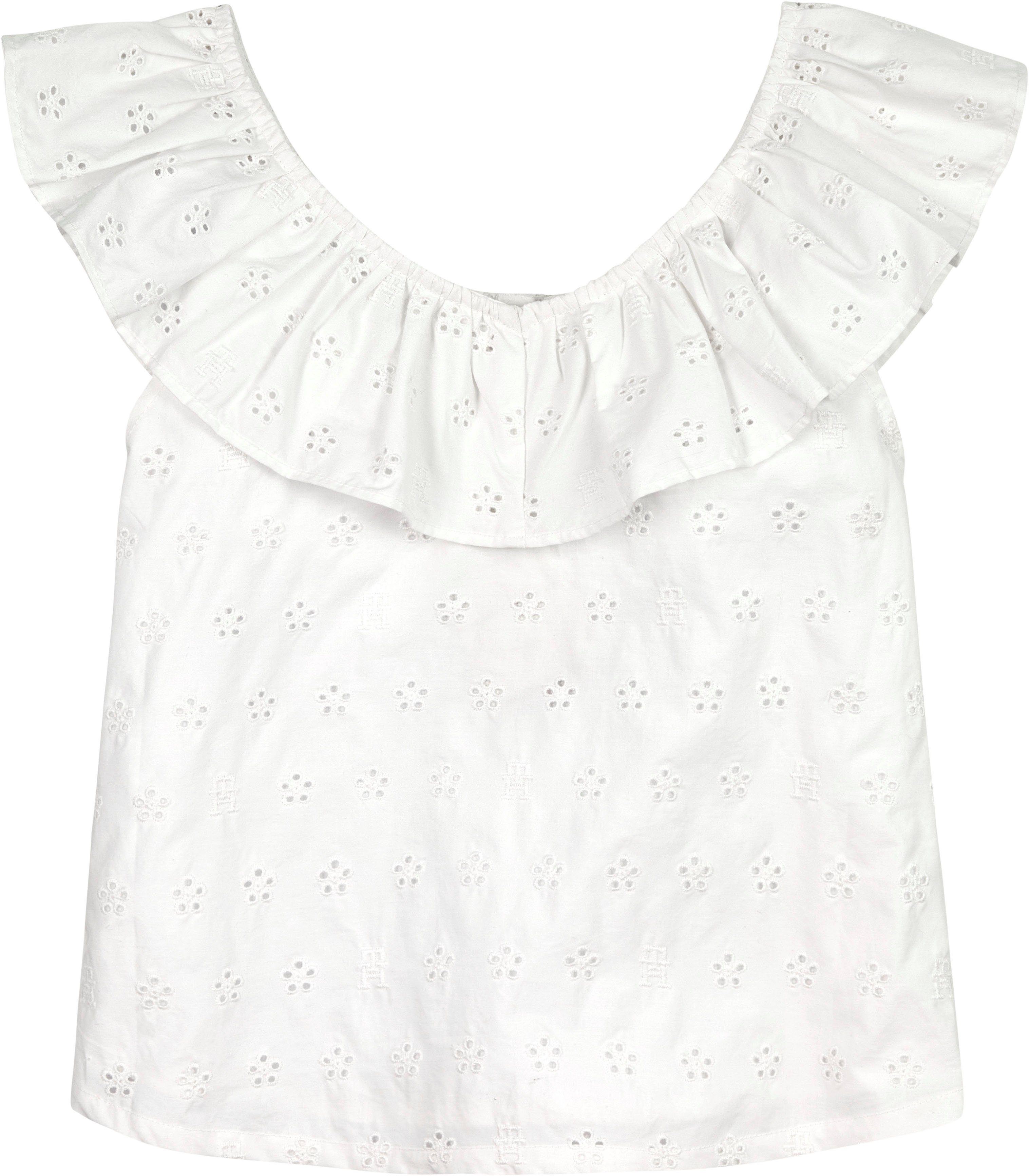 Tommy Hilfiger Babydollshirt BRODERIE ANGLAISE FRILL TOP