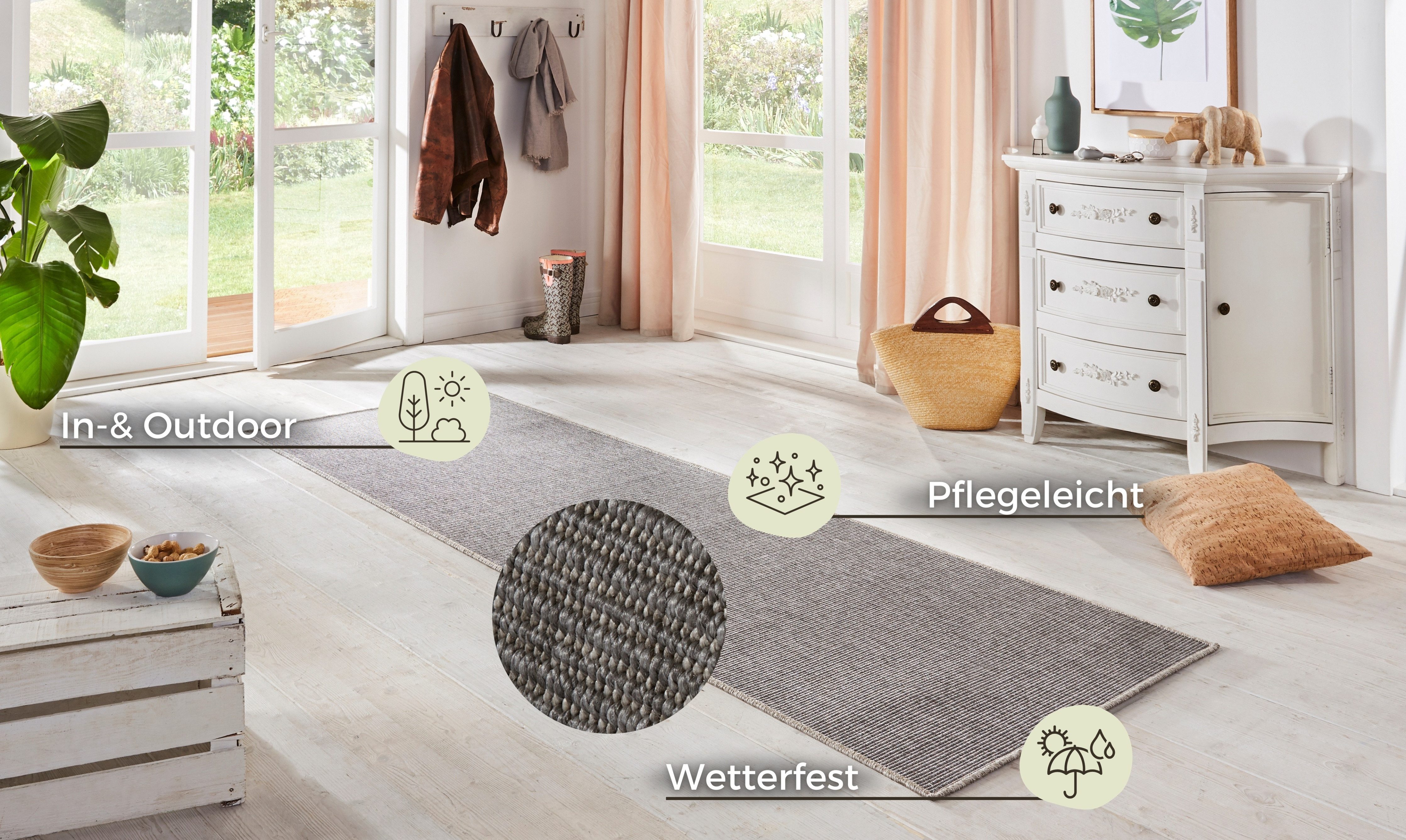 HANSE Home Loper Nature, in- en outdoor Vloerkleed, weerbestendig, balkon, hal, woonkamer, waterbestendig, sisal look