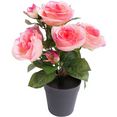 botanic-haus kunstbloem rozenstruik (1 stuk) roze