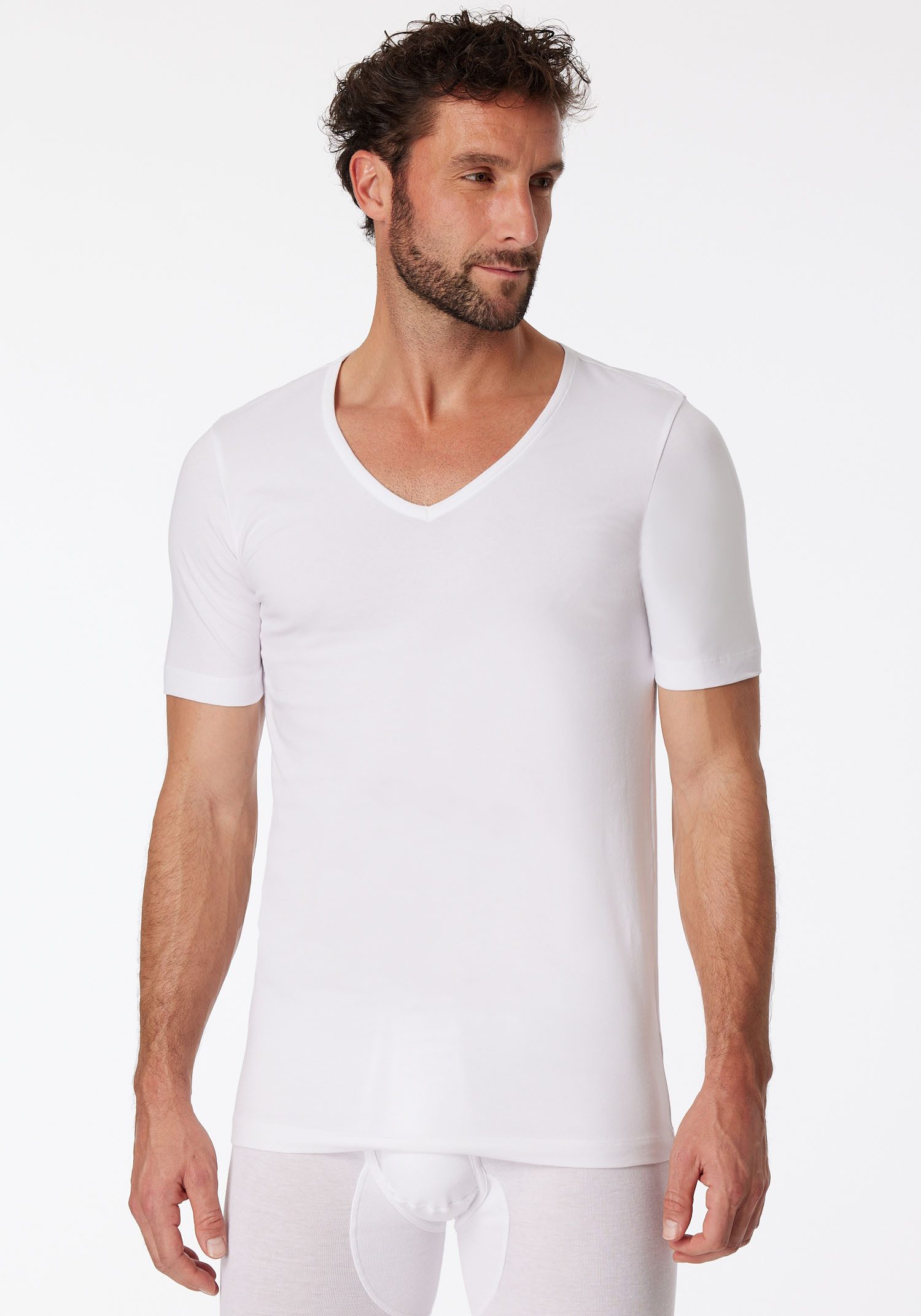 Schiesser Shirt met V-hals 95/5 met een diepe v-hals (Set van 2)
