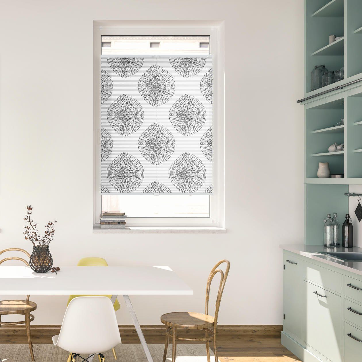 LICHTBLICK Plissé Klemmfix, zonder boren, ondoorzichtig, Stripy Boho Drop - wit (1 stuk) plisségordijnen maat 80 cm x 130 cm wit