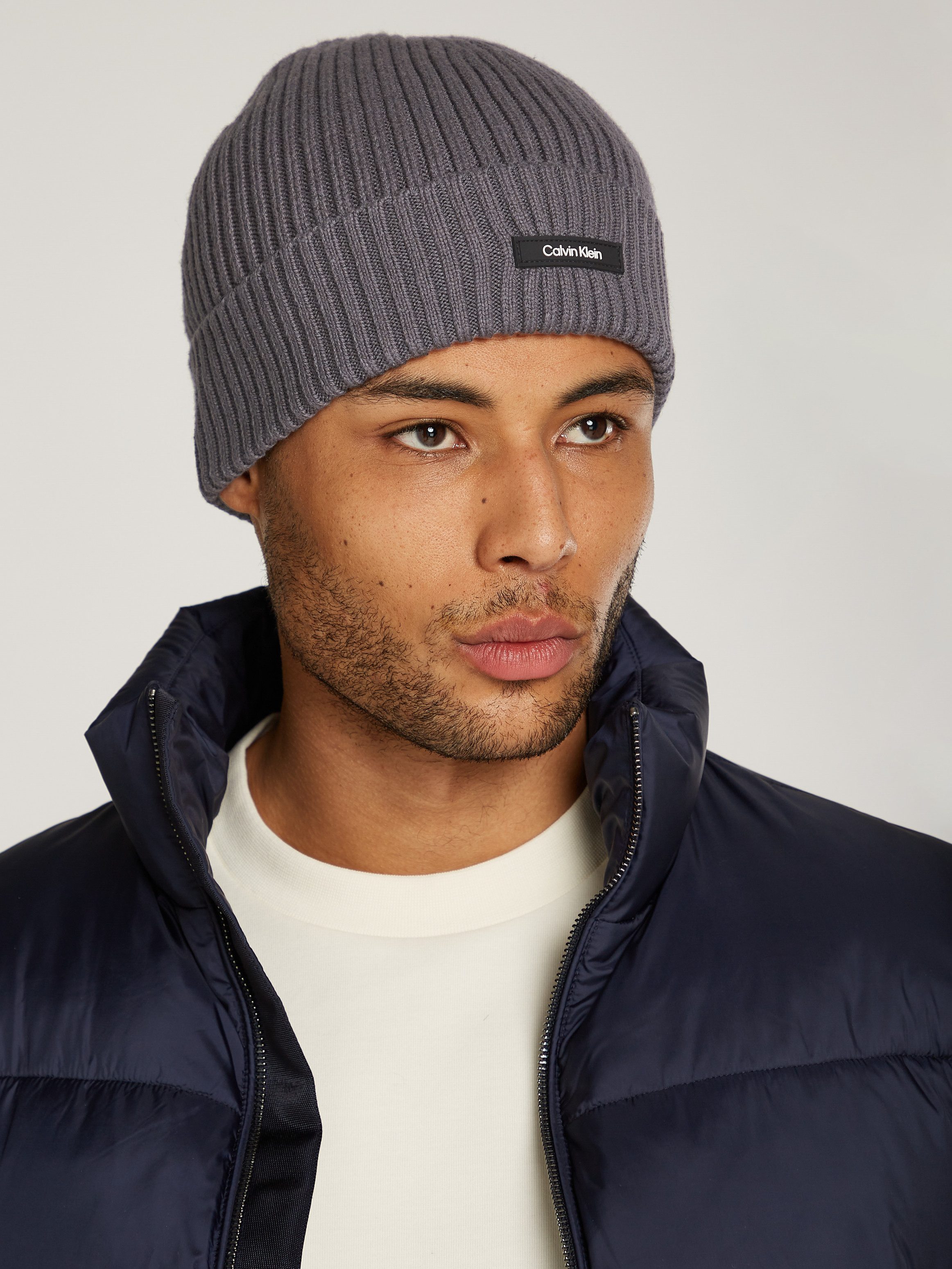Calvin Klein Beanie CLASSIC COTTON RIB BEANIE