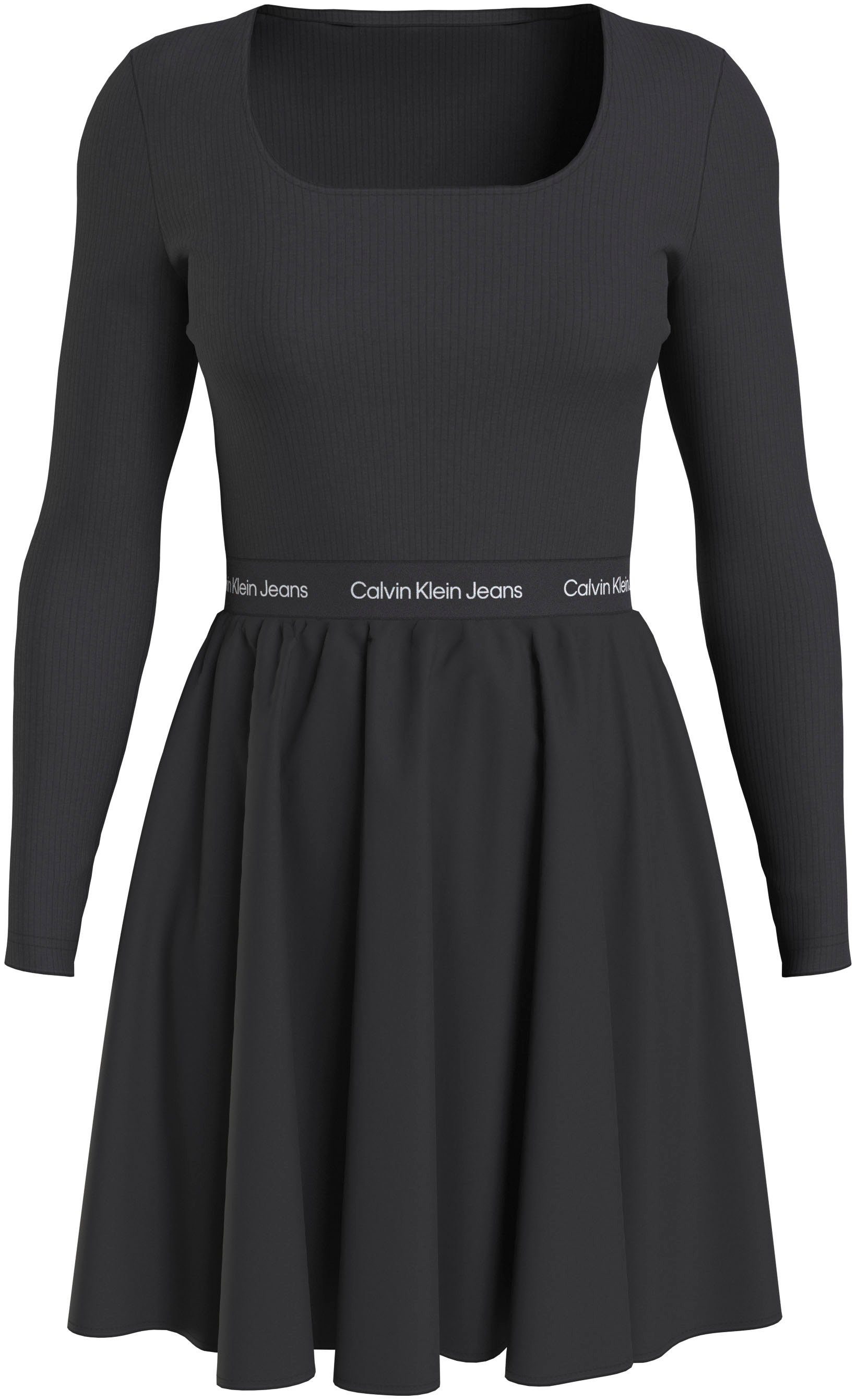 Calvin Klein Jeans Viscose jurk met logo print Black Dames