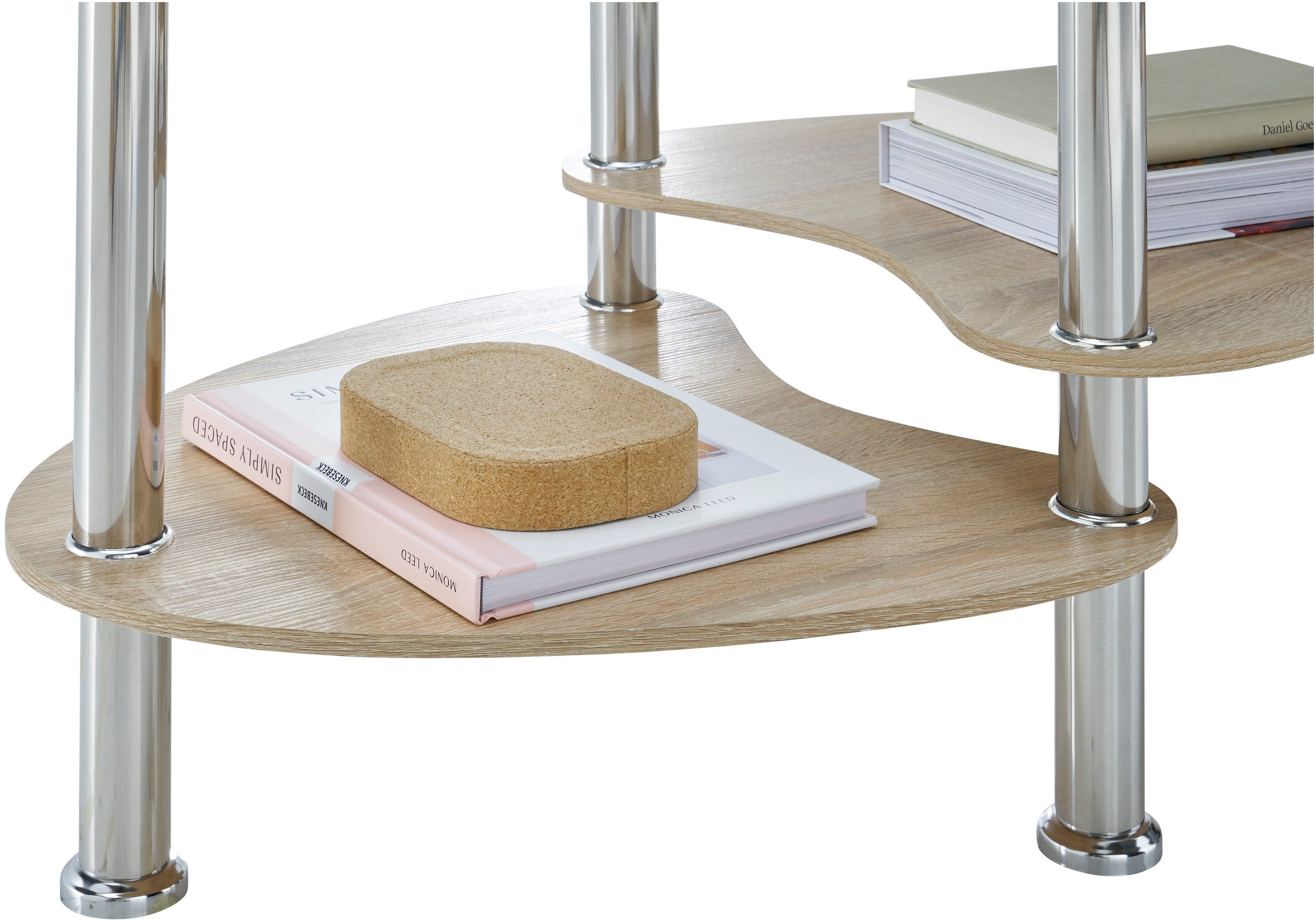 Stolkom Salontafel Panty glazen tafel, salontafel, bijzettafel glas BxHxD 90x42x55 cm Veiligheidsglas 8 mm, legplank in MDF eiken Artisan en eiken Sonoma
