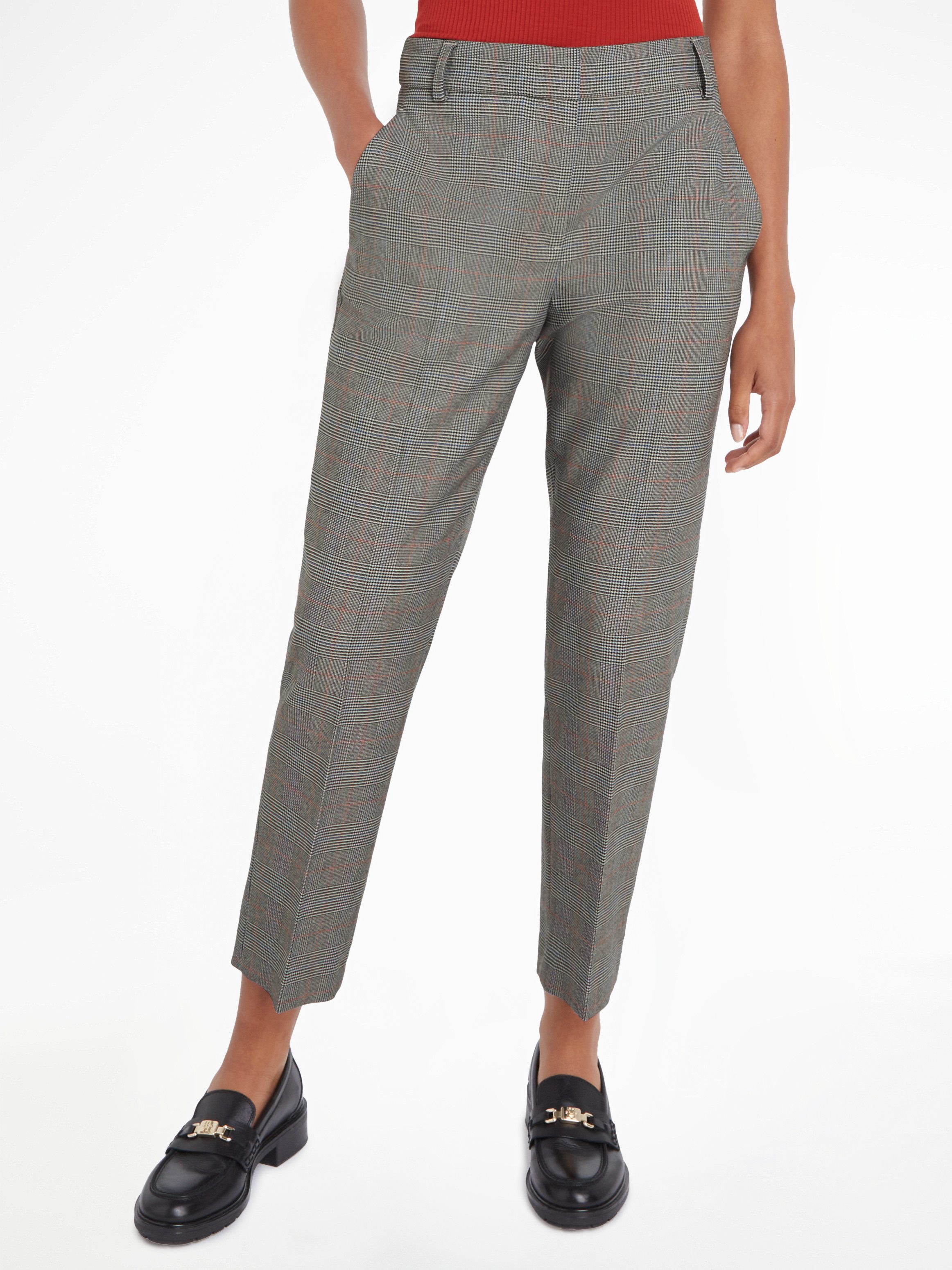 Tommy Hilfiger Geweven broek POW CHECK SLIM STRAIGHT PANT (Global Serie TH VROUWEN)