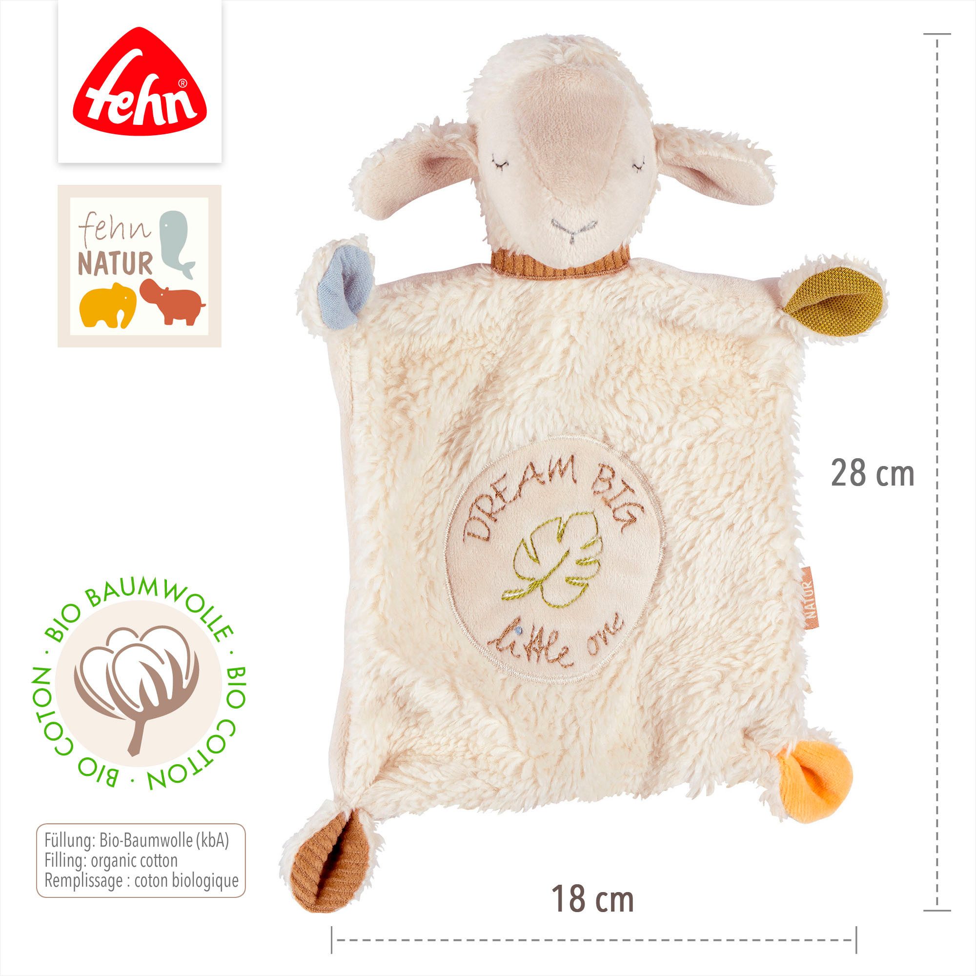 Fehn Knuffeldoek FehnNATUR, Schaap "Dream Big"