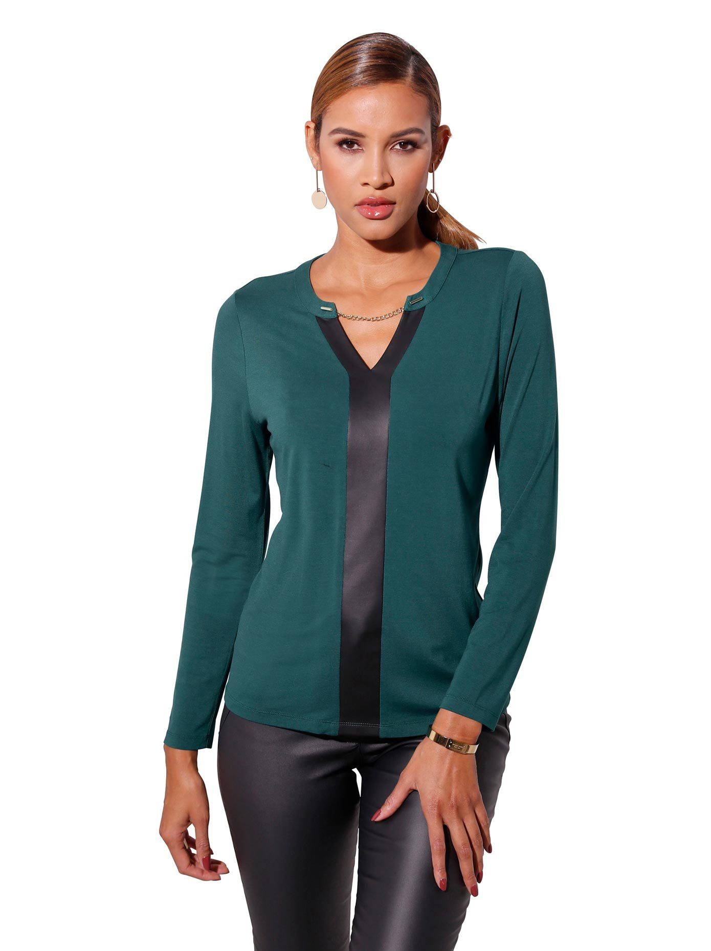 Creation L Shirt met lange mouwen Shirt (1-delig) dames longsleeves maat 46 blauw