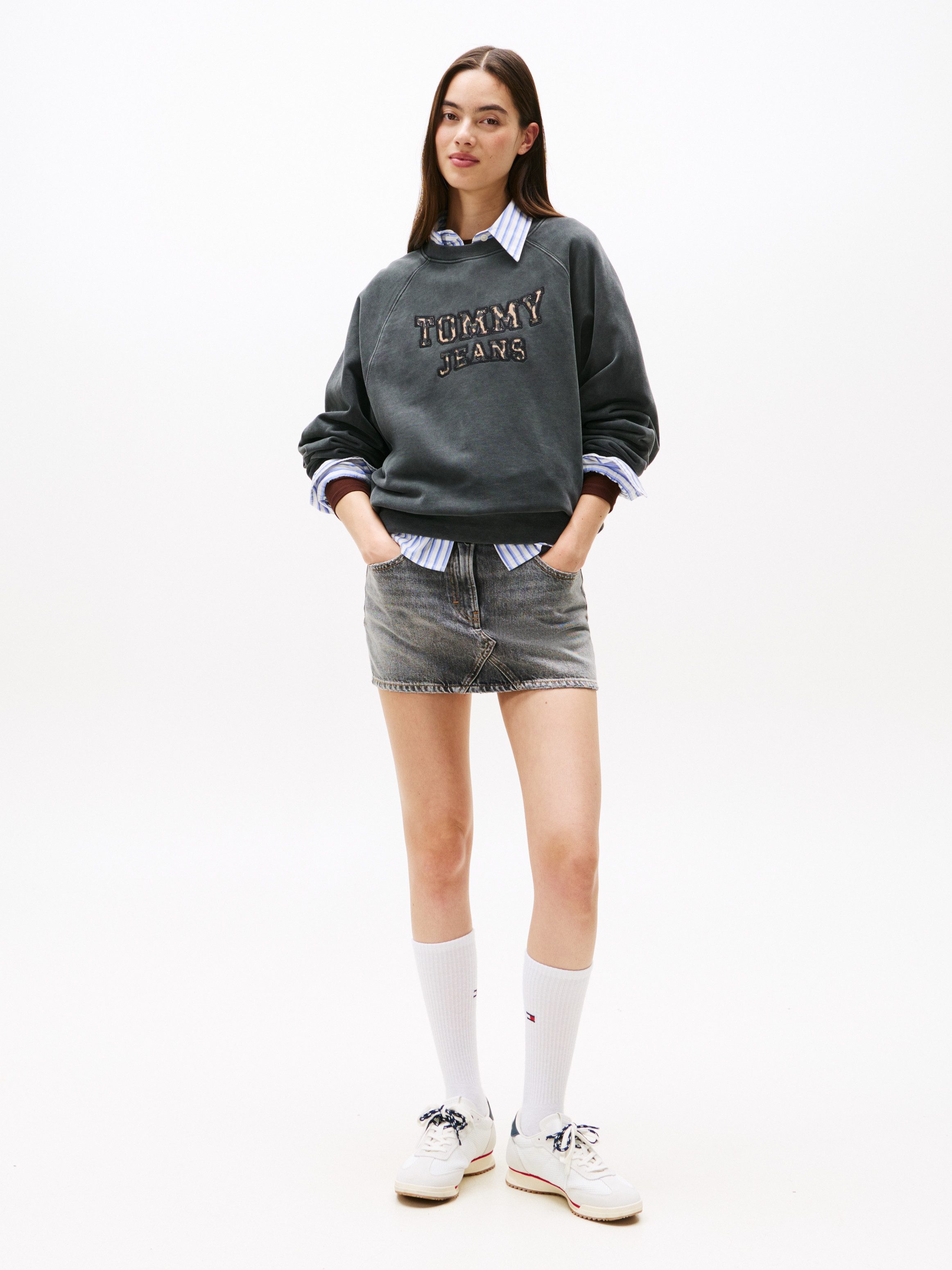 TOMMY JEANS Sweatshirt TJW BXY LEOPARD VARSITY CREW