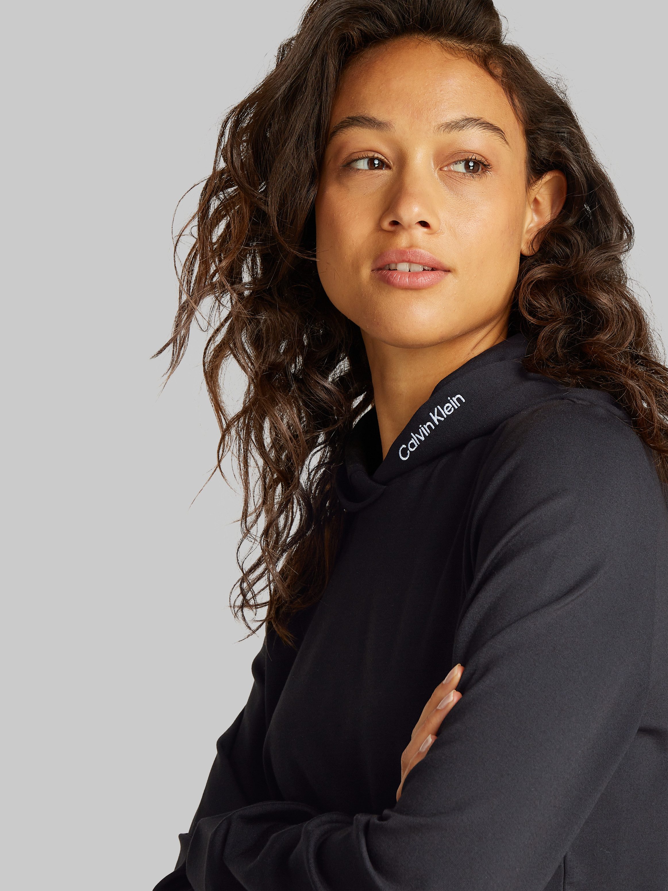 Calvin Klein Hoodie LOGO ELASTIC MILANO HOODIE met logoprint, brede capuchon
