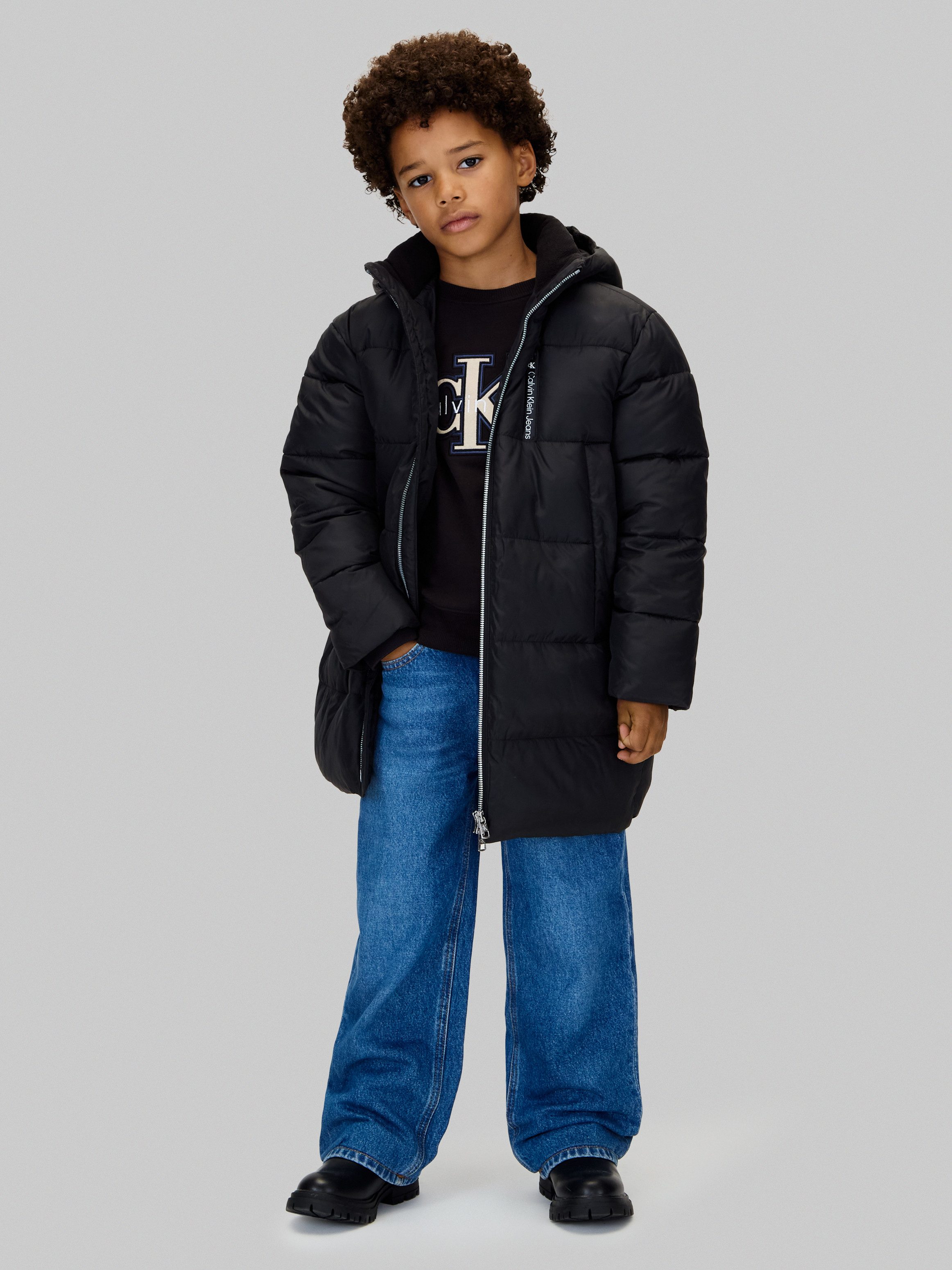 Calvin Klein Parka ESSENTIAL PARKA PUFFER voor kinderen tot 16 jaar en met logo-patch