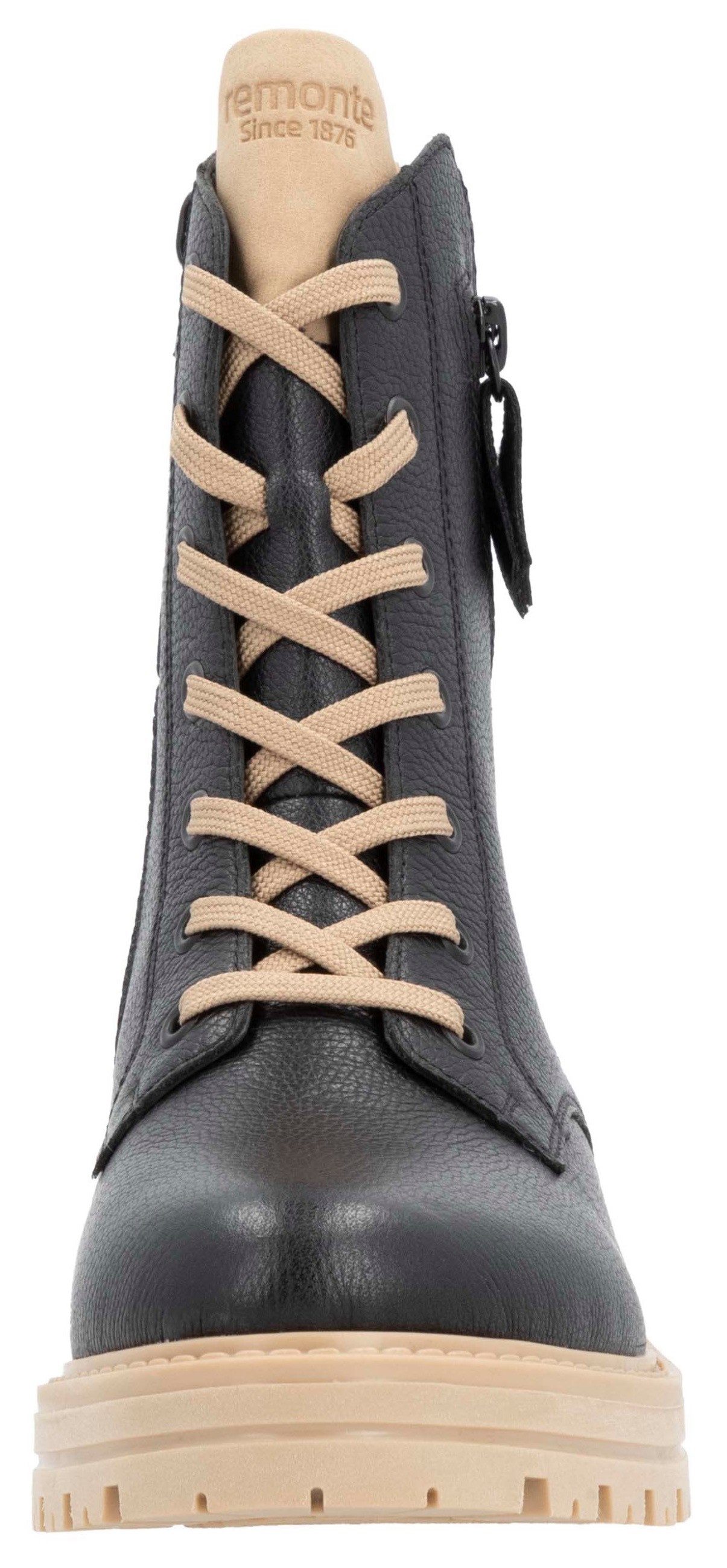 Remonte Winterlaarzen hakken, winter-enkellaars, veterschoenen met decoratieve ritssluiting