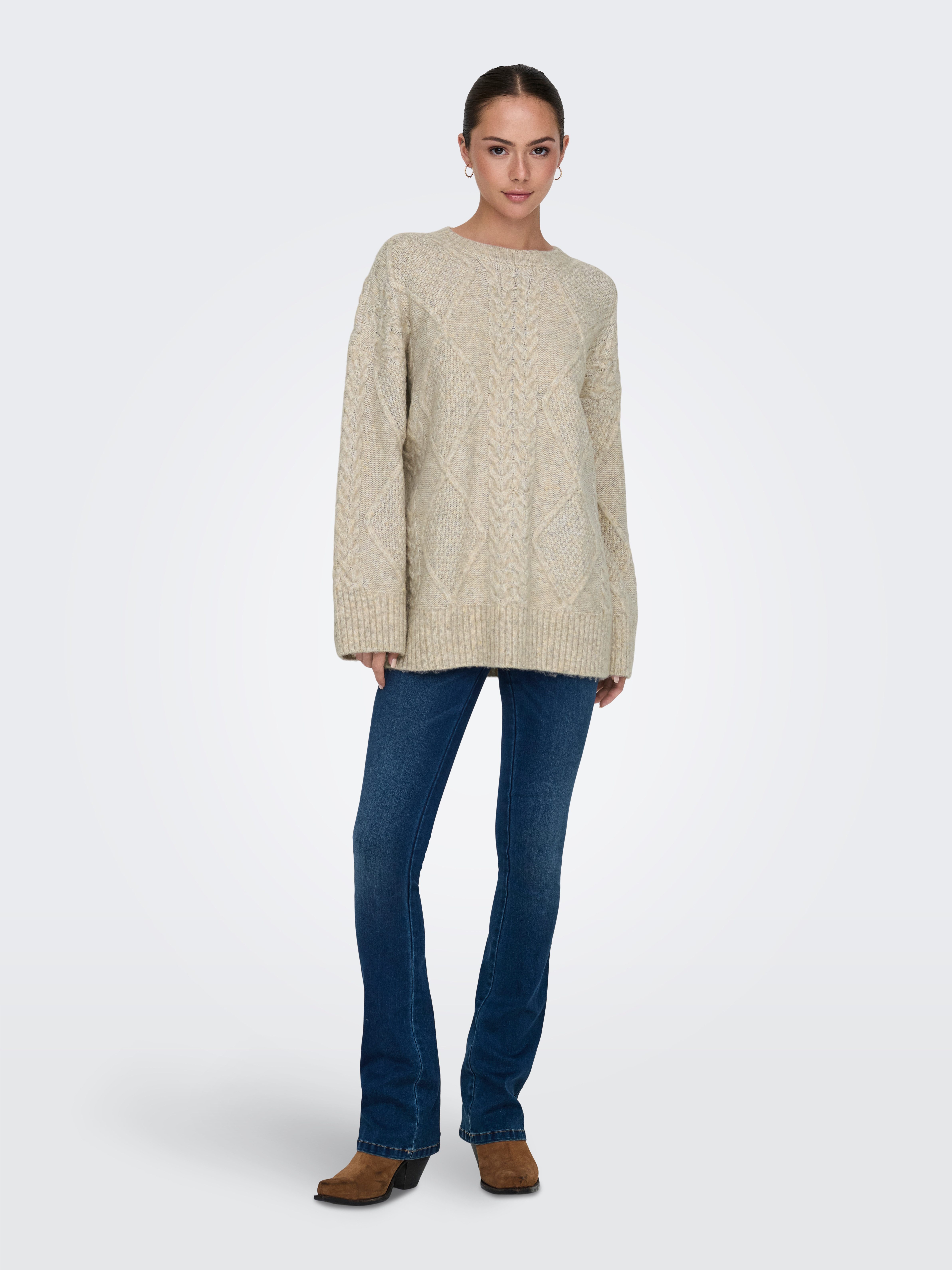JDY Trui met ronde hals JDYSILJA L/S LONG CABLE PULLOV. KNT NOOS