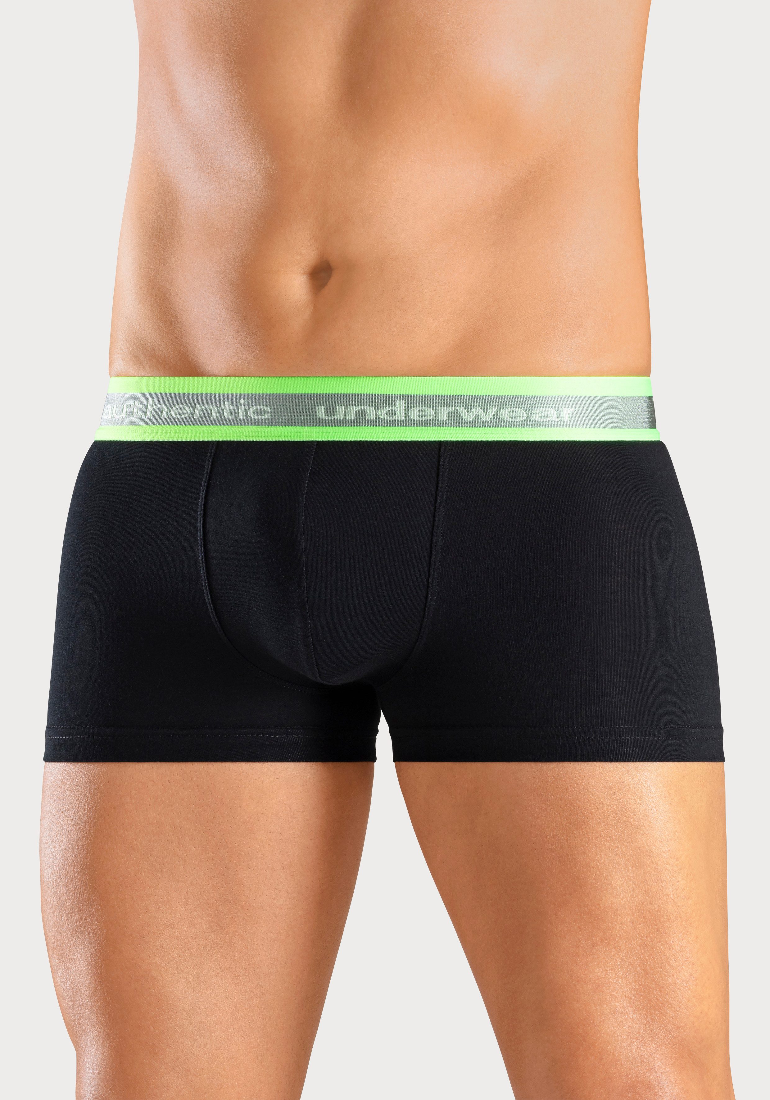 AUTHENTIC LE JOGGER Boxershort voor heren , aangenaam zachte neon-boord (4 stuks, Set van 4)