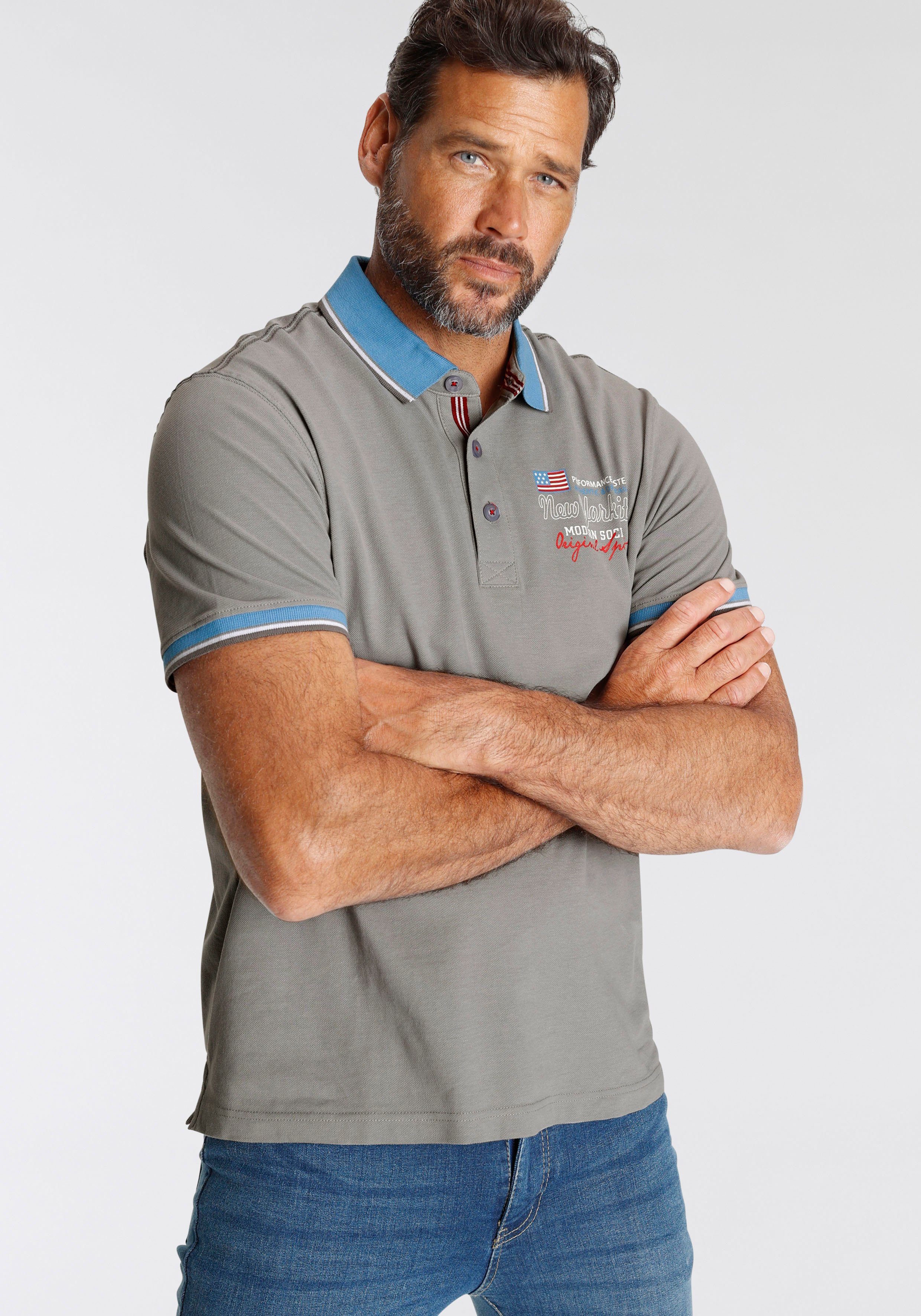 Man's World Poloshirt Korte mouwen, casual pasvorm, bedrukt, polokraag