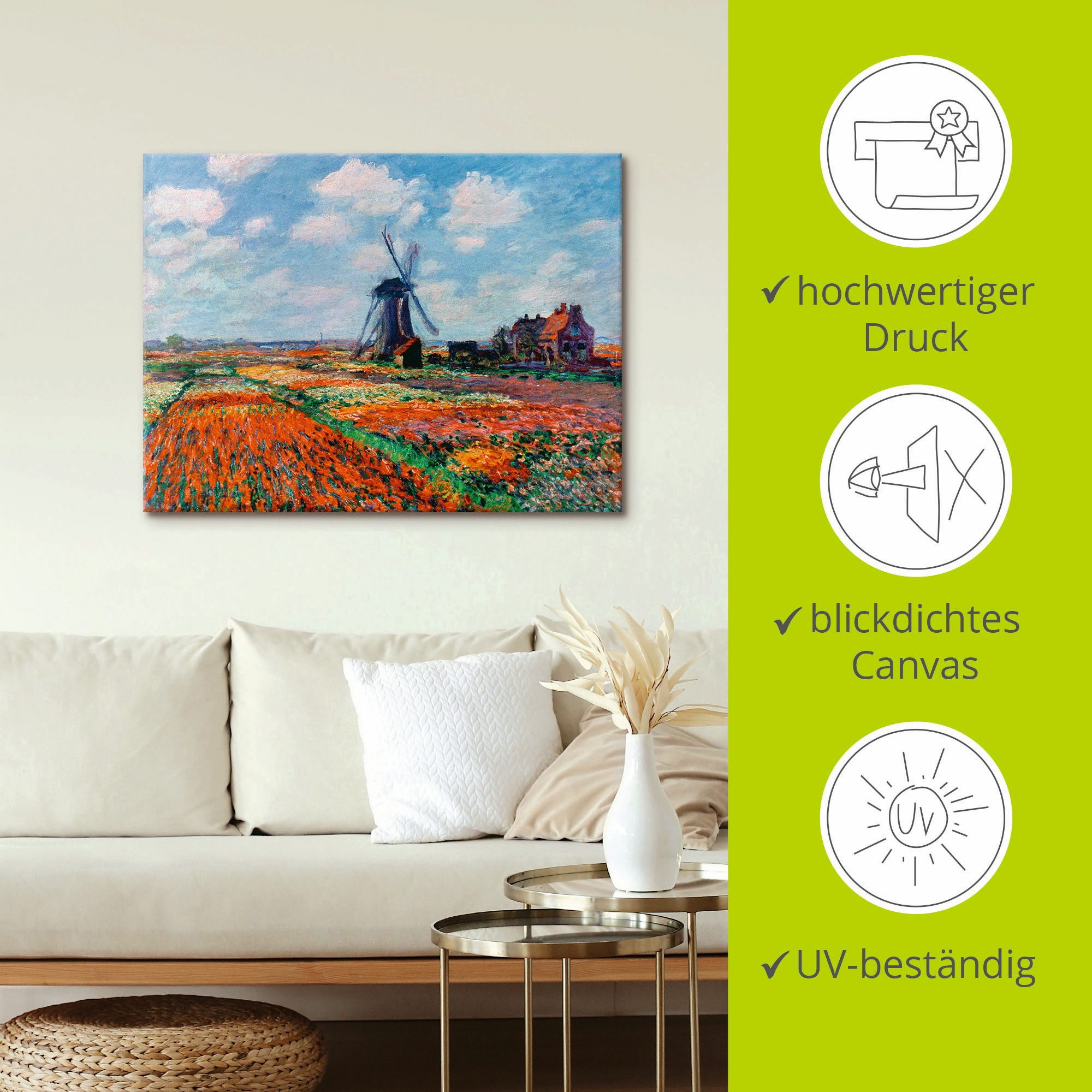 Artland Artprint op linnen Tulpenvelden in Nederland, 1886