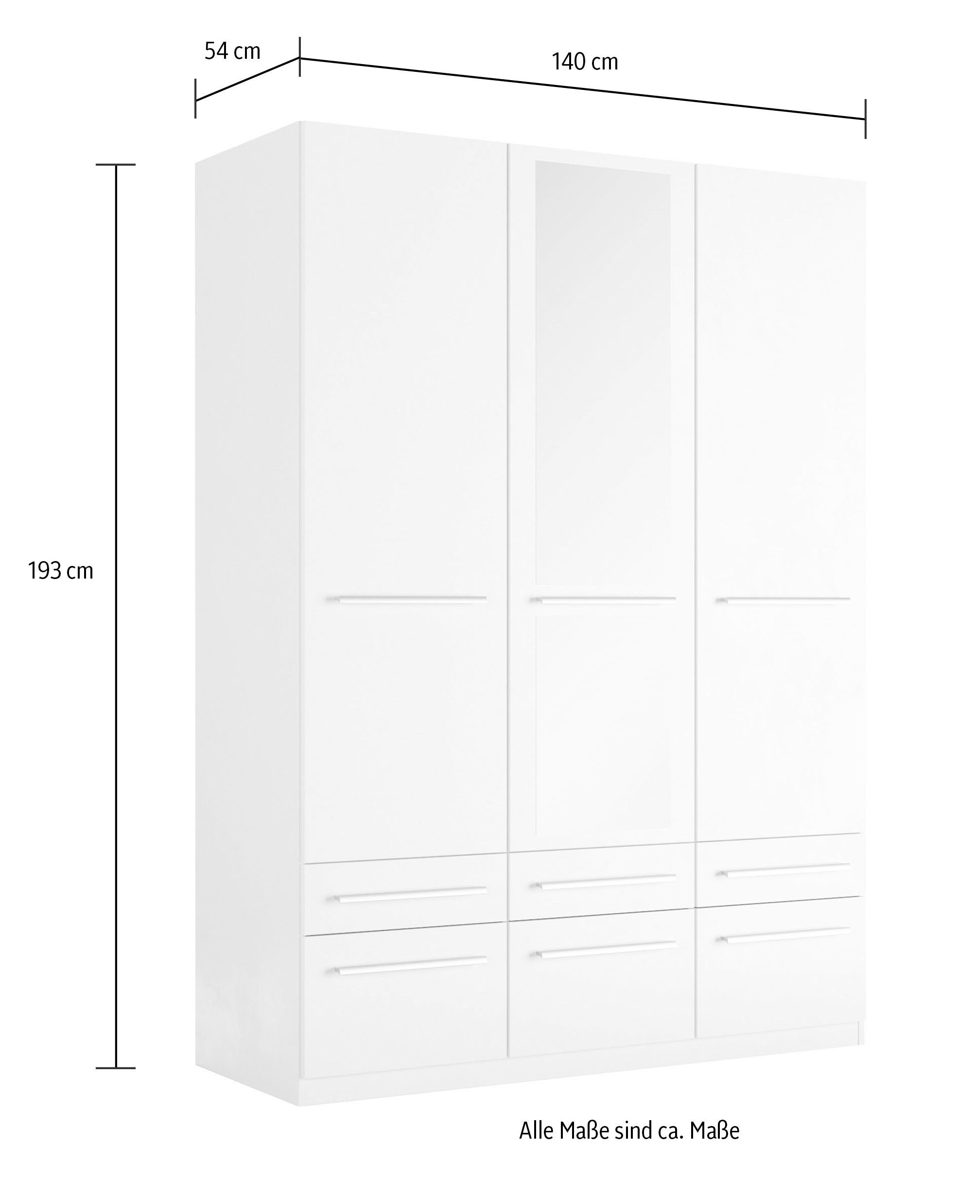 priess Kledingkast Kast garderobe waskast Barcelona in 5 breedtes veel opbergruimte, ruime lades, met spiegel, made in germany