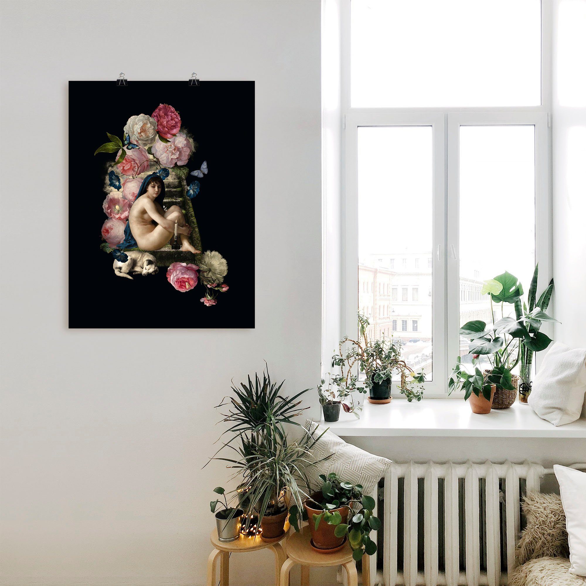 Artland Poster Naakte Venus met hond als artprint van aluminium, artprint op linnen, muursticker of poster in verschillende maten
