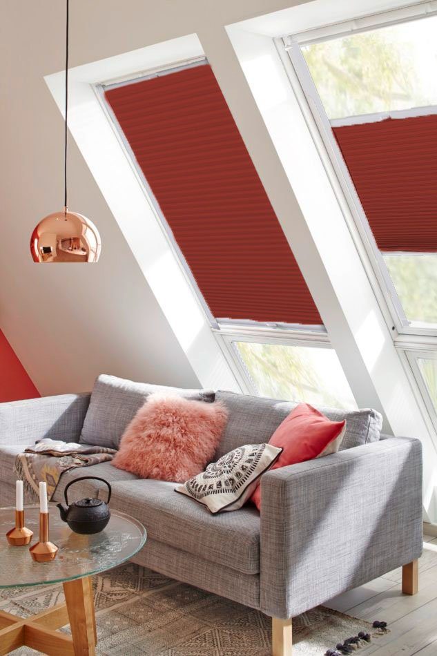 sunlines Plissé-vouwgordijn voor dakramen StartUp Style Honeycomb VD (1 stuk) plisségordijnen maat 61,4 cm x 136,1 cm rood