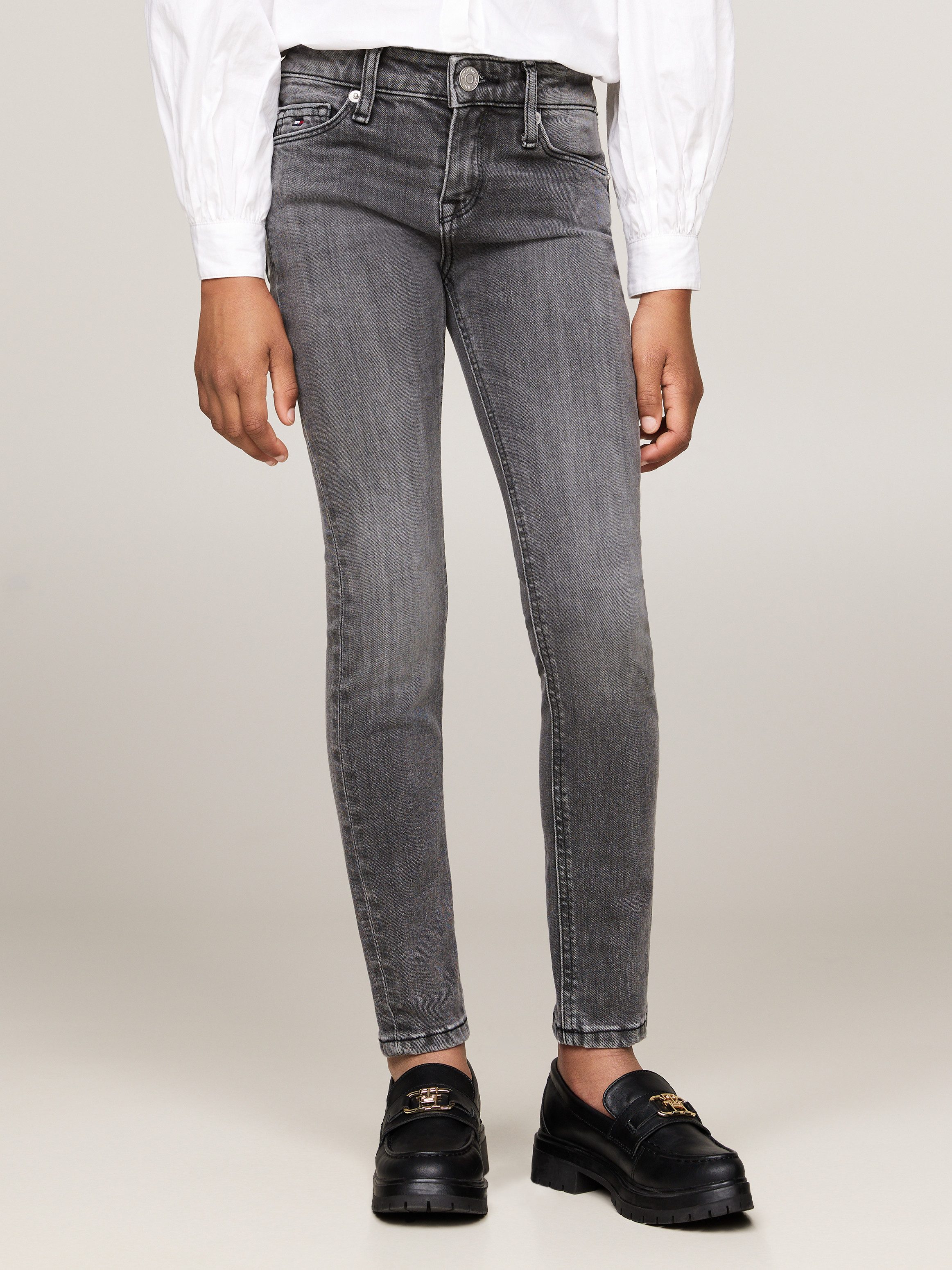 Tommy Hilfiger Skinny fit jeans NORA SKINNY MID GREY WASH DENIM Kinderen tot 16 jaar met logo-opdruk