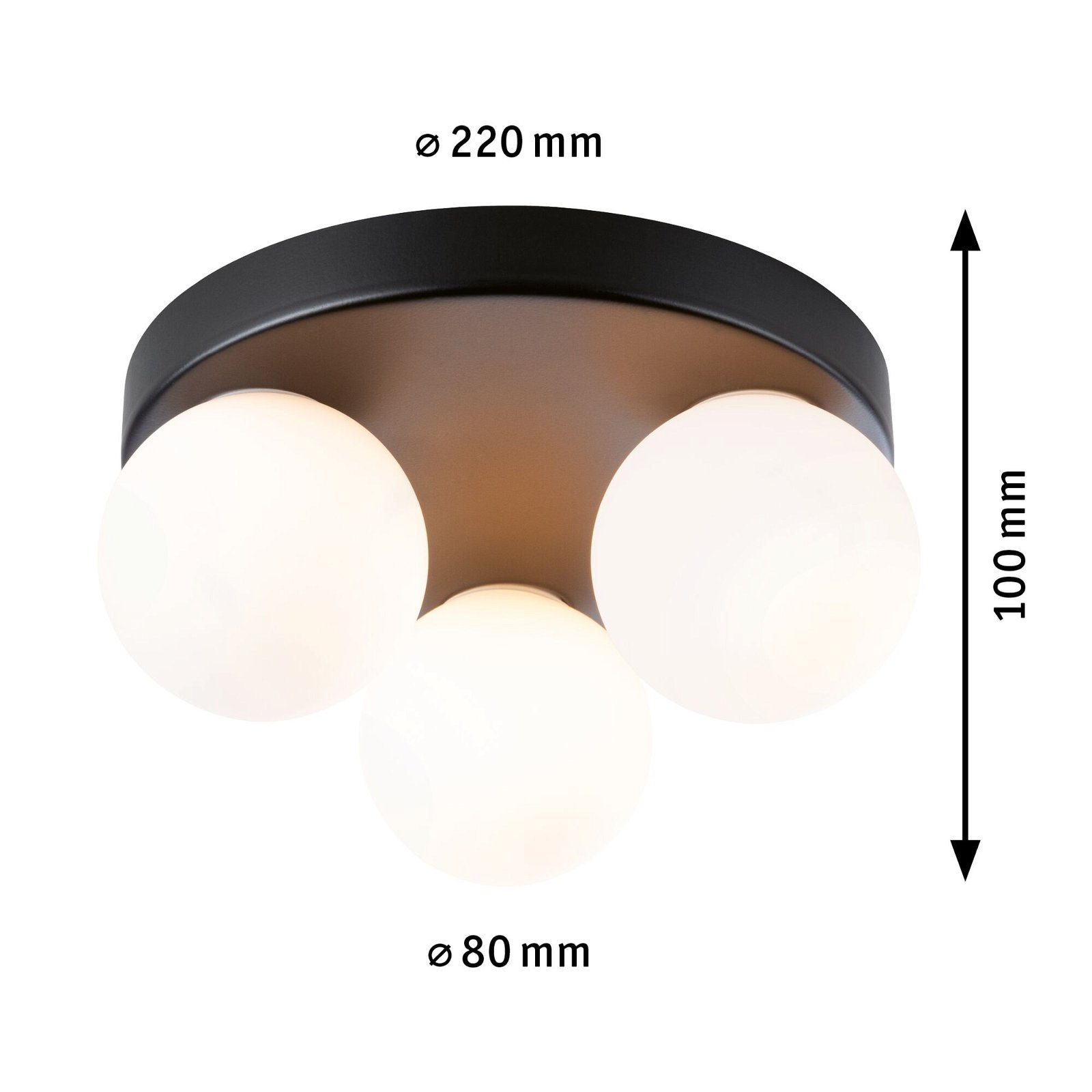 Paulmann Plafondlamp Selection Bathroom Gove IP44 max. 3x20W Rondel Glas/Metaal (1 stuk)