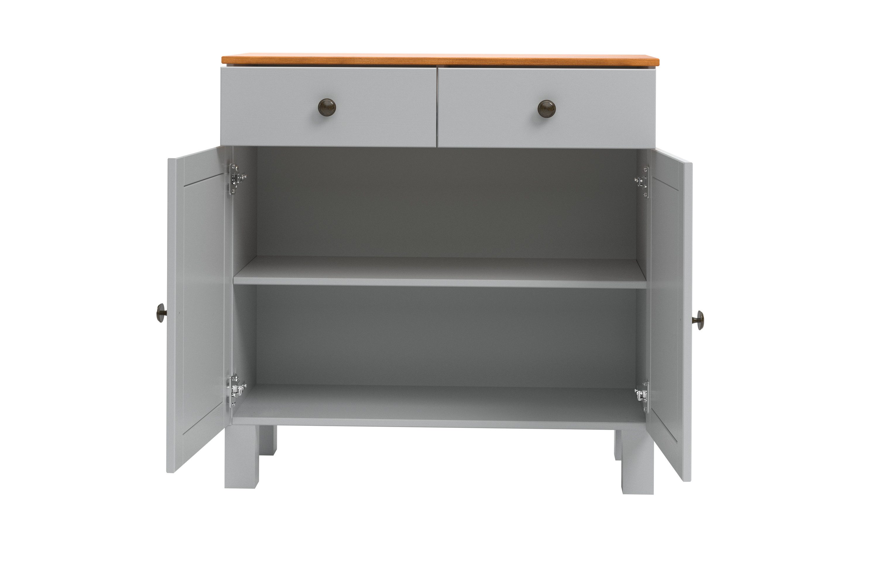 Home affaire Sidetable Alby2 Met 2 deuren, 2 lades en metalen grepen, breedte 85 cm