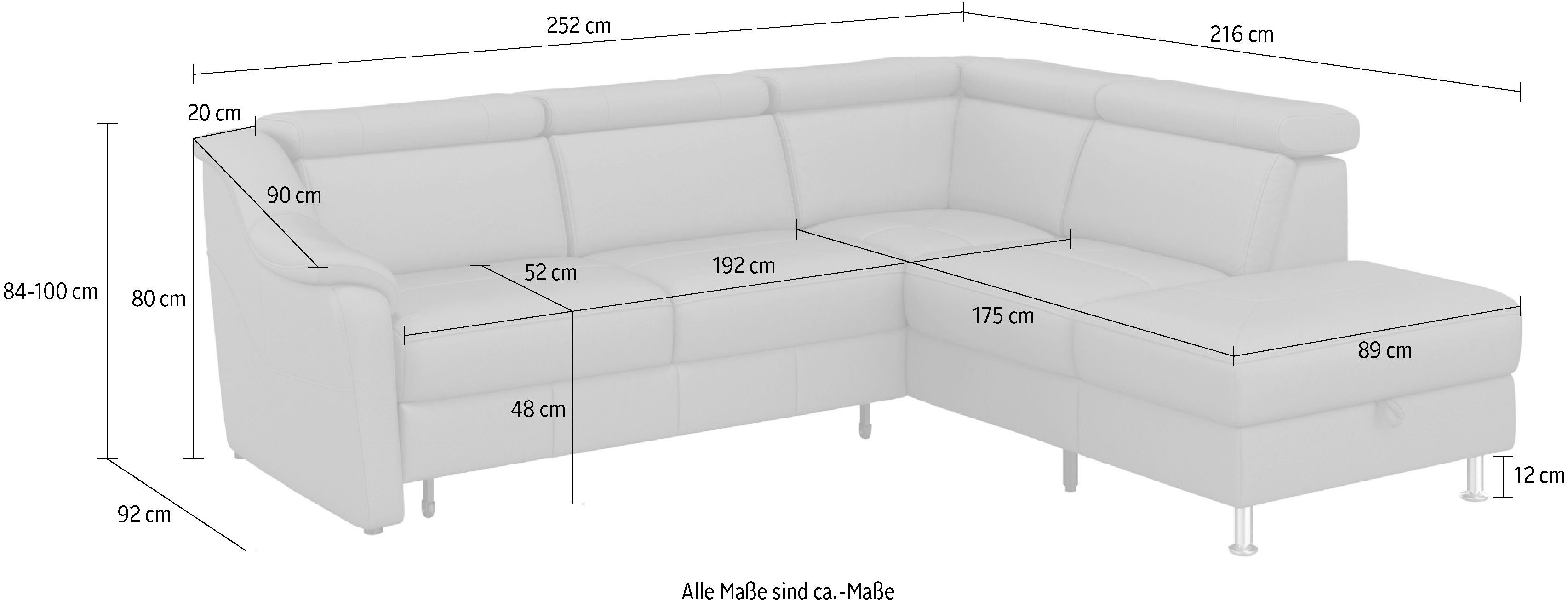 sit&more Hoekbank Freetown L-vorm met verstelbare hoofdsteun en comfortabele binnenvering