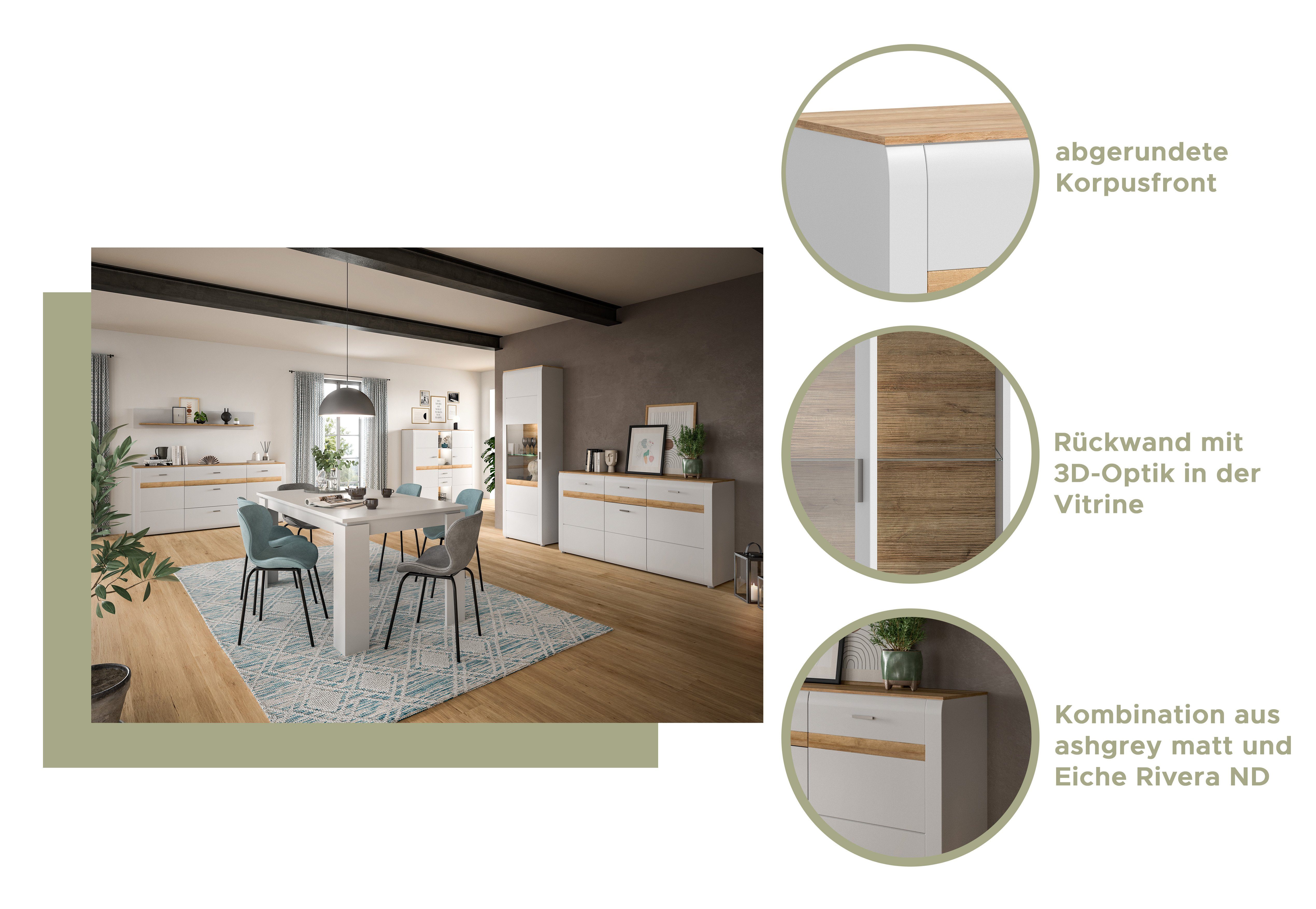 INOSIGN Wandrek Aska, Breedte 150 cm, 1 Plank, inclusief Wandmontagemateriaal Matte look, 2-kleurig, plank, wandplank, opbergruimte, wandpaneel (1 stuk)