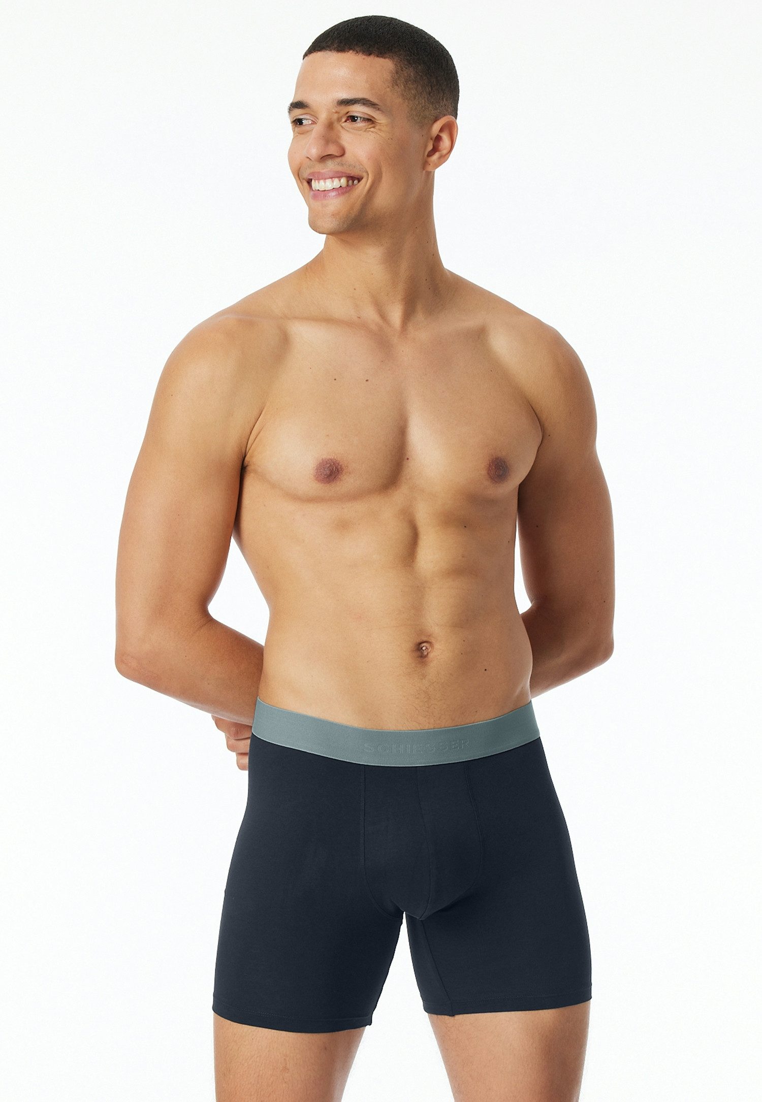 Schiesser Lange onderbroek 95/5 Multipacks met gekleurd sportief logo-webgummiband (Set van 2)