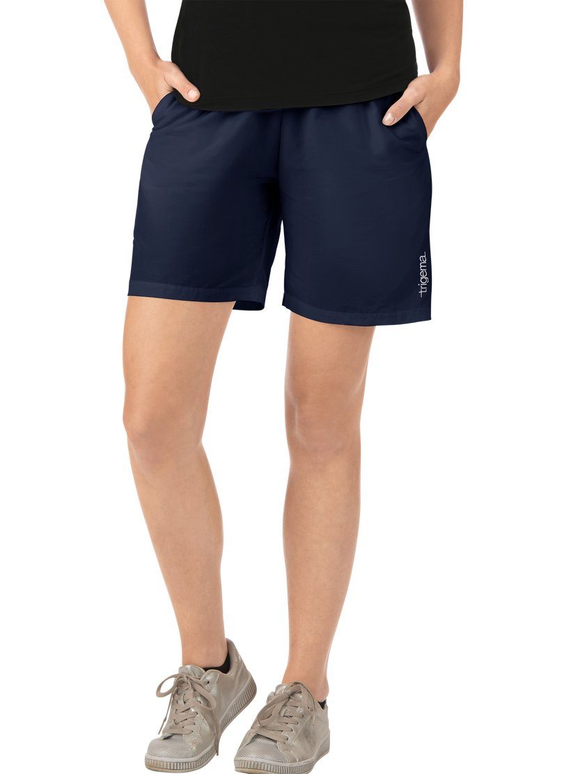 Trigema Jerseybroek TRIGEMA korte sportbroek met binnenslip van netstof (1-delig) dames broeken maat XXL blauw