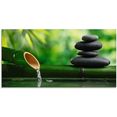 artland print op glas bamboebronnen en zen-steen groen