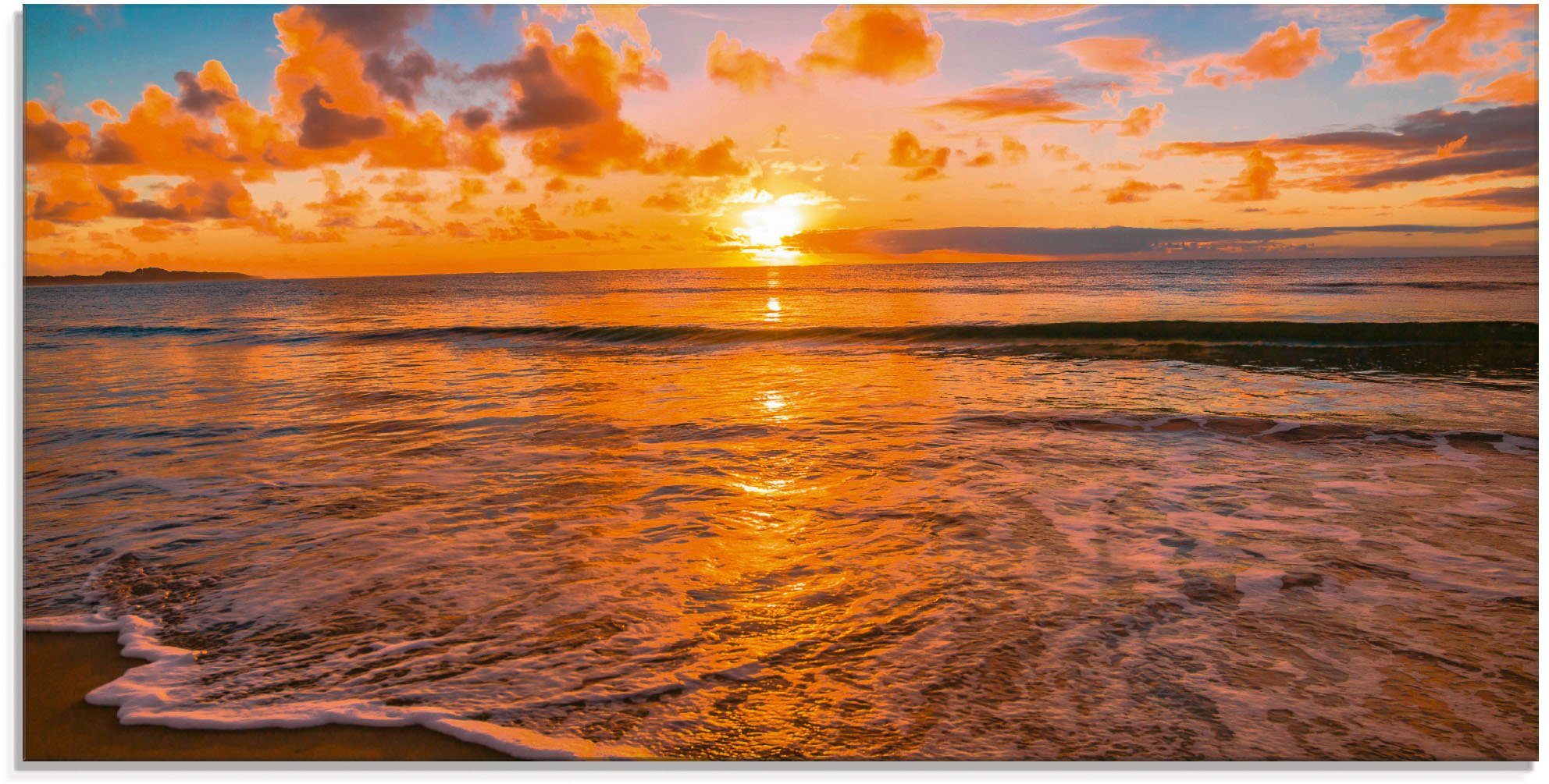 Artland Print op glas Mooie tropische zonsondergang aan het strand (1 stuk)