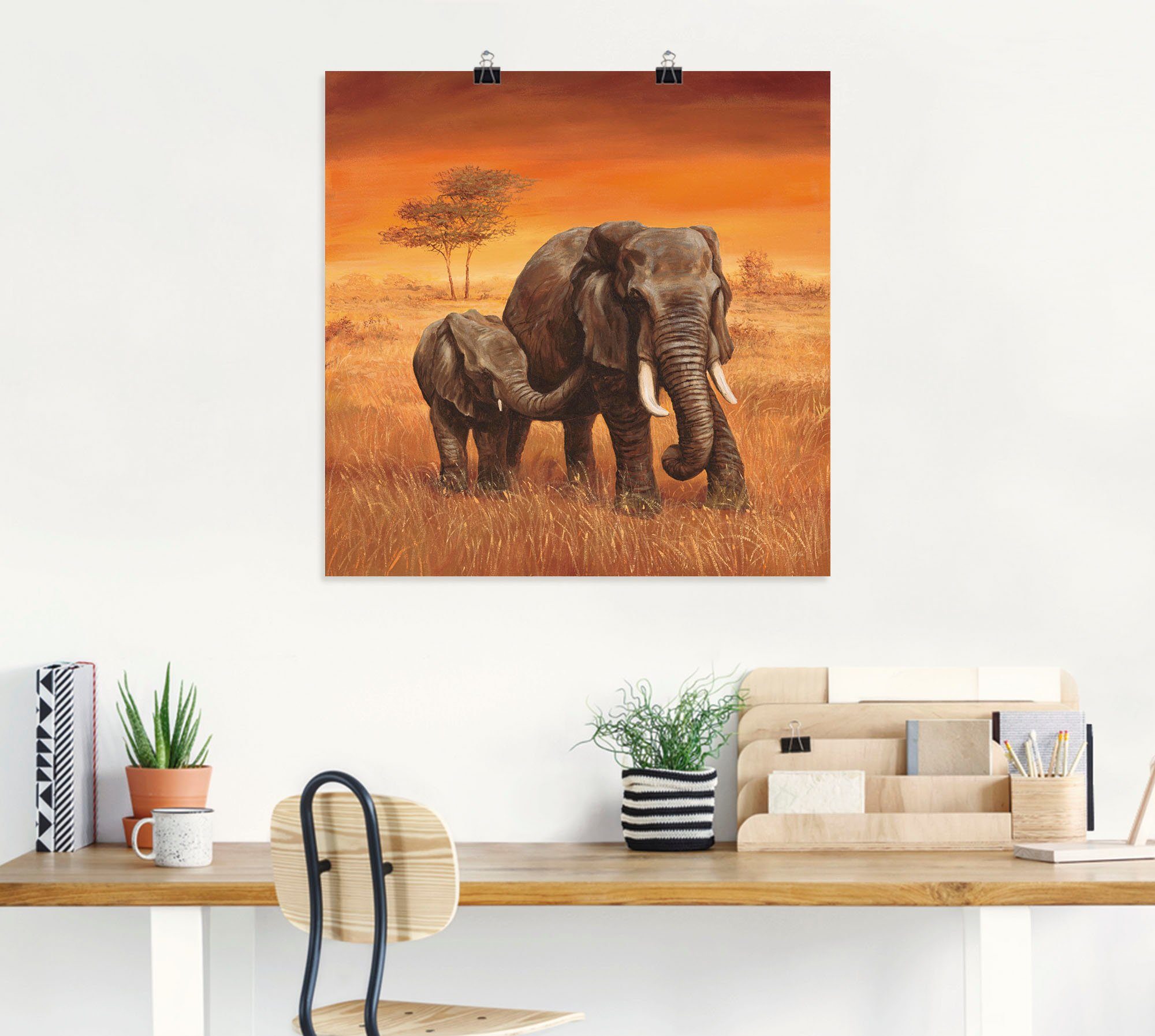 Artland Artprint Olifanten II als artprint van aluminium, artprint voor buiten, artprint op linnen, poster, muursticker