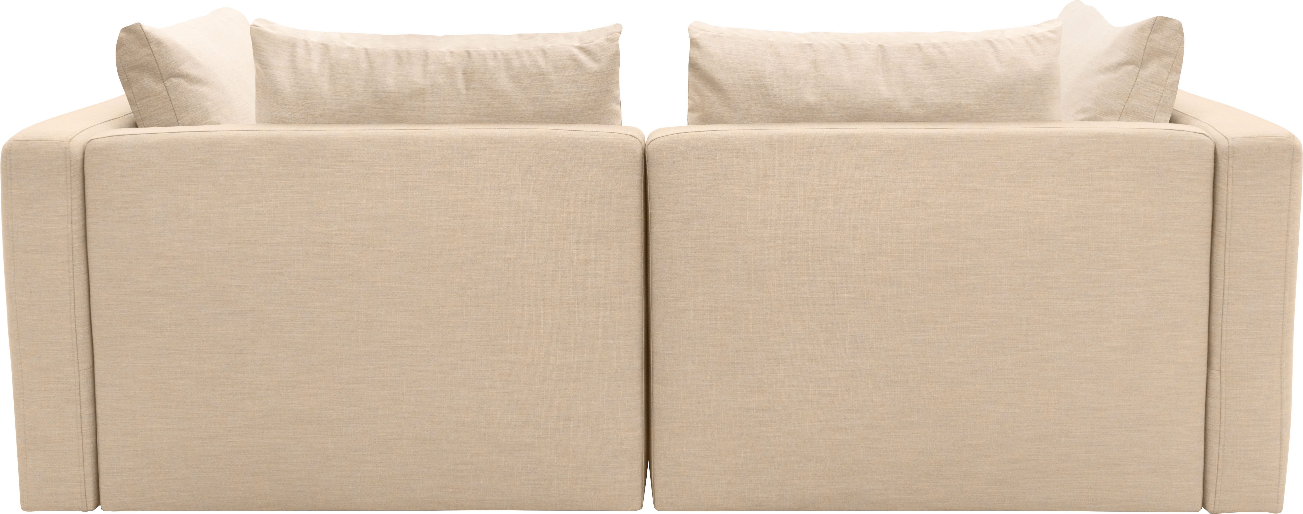 DOMO collection 2-zitsbank Solskin, individueel uitbreidbaar/combineerbaar met losse kussens. rug- en zijpanelen als steeksysteem.