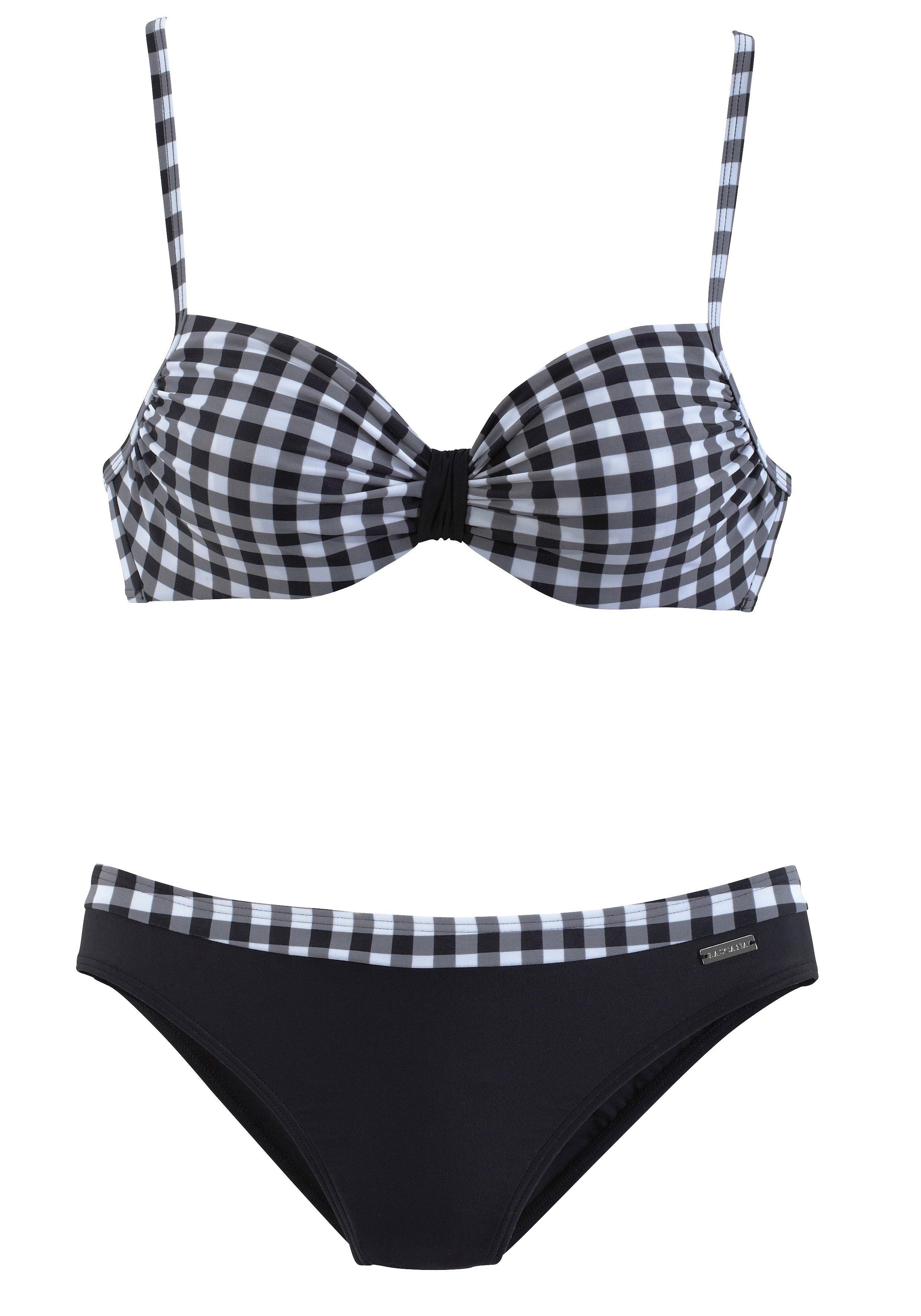 Lascana Beugelbikini zwart-witte ruitprint