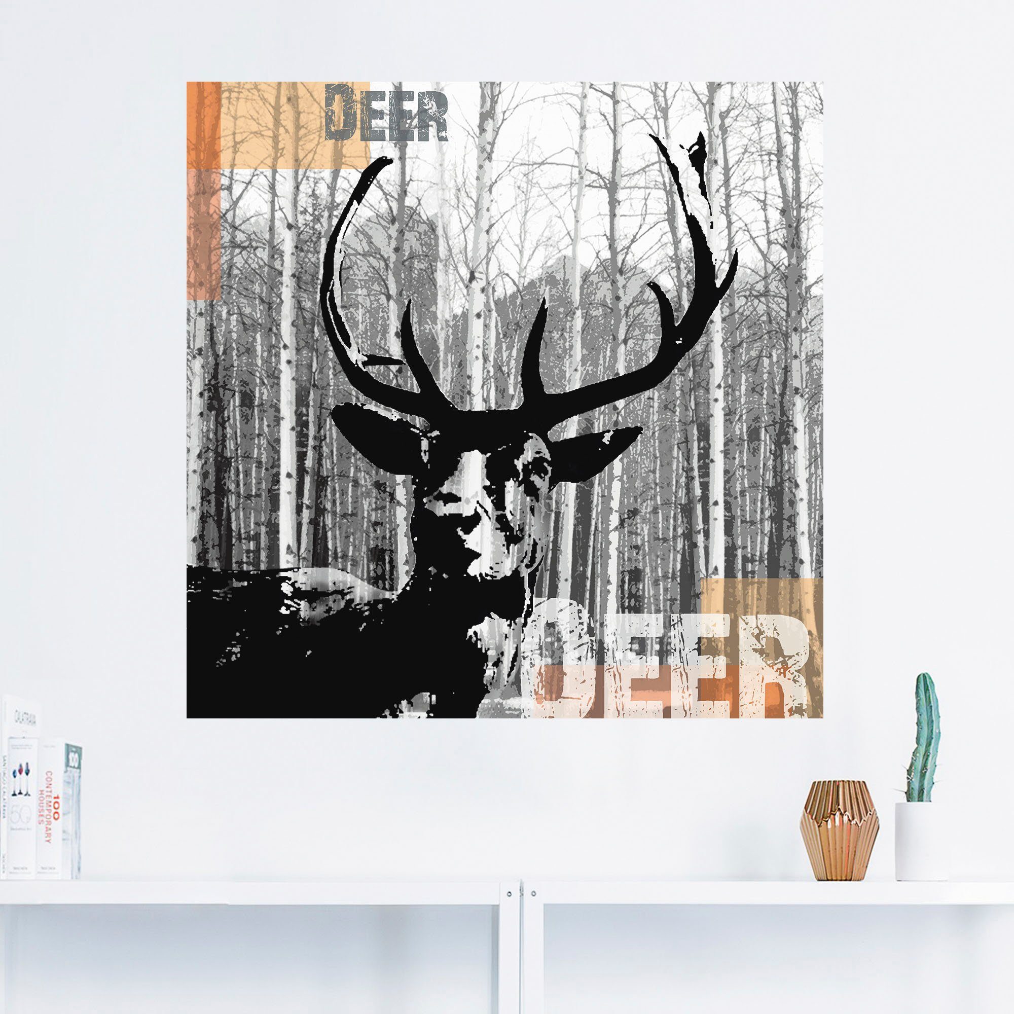 Artland Artprint Edelhert collage als artprint op linnen, poster, muursticker in verschillende maten