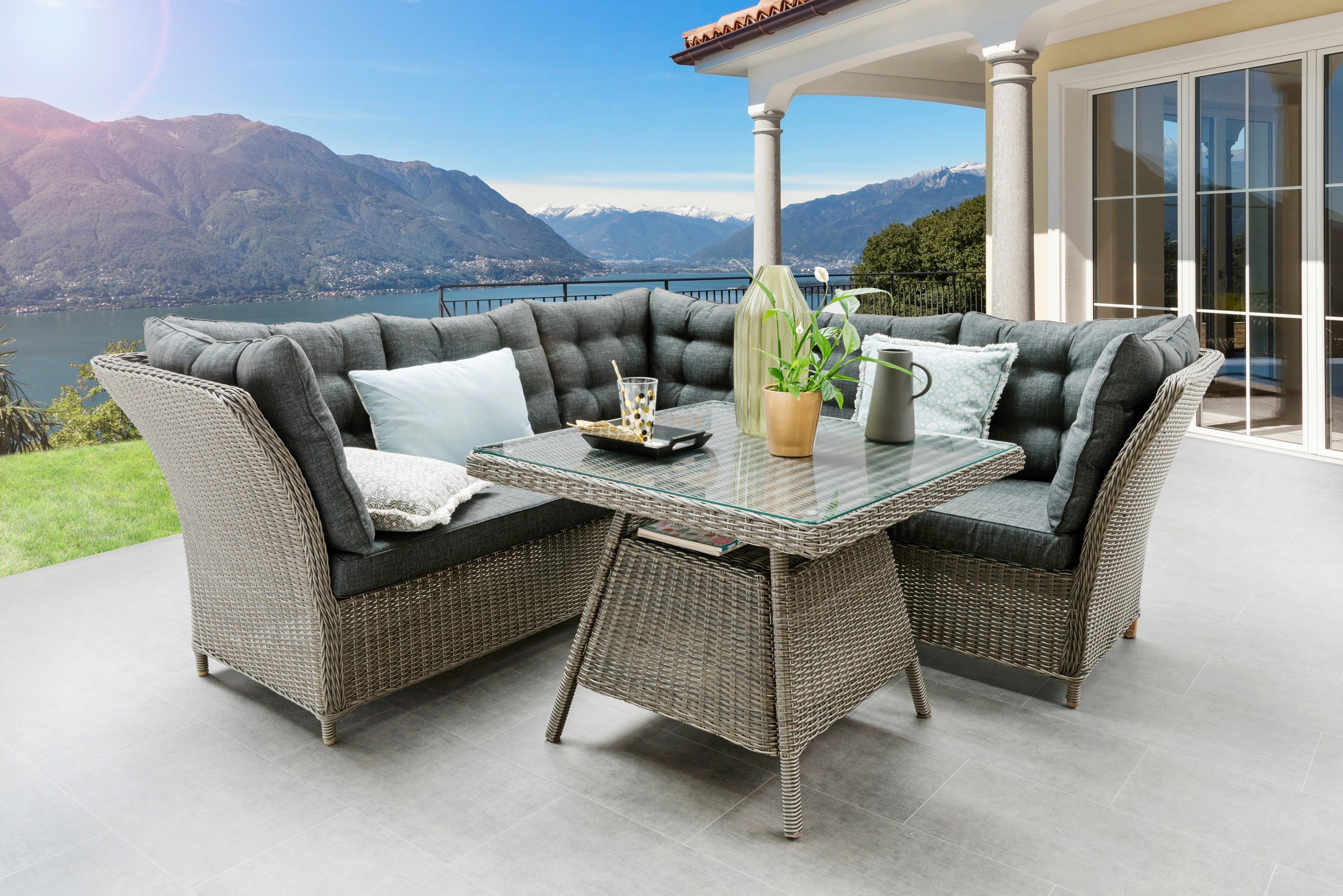Destiny Tuin-eethoek Palma Luna Aluminium, polyrotan (set, 16-delig)
