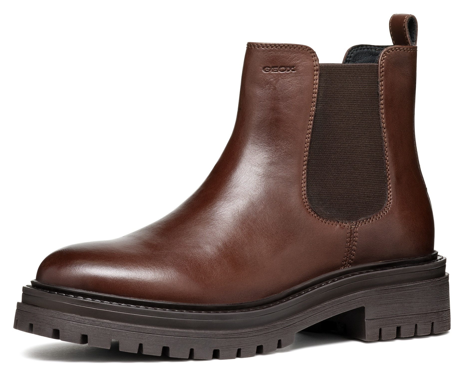 Geox Chelsea-boots D IRIDEA B Chunky laarzen, plateau enkellaars met modieuze blokhak dames chelsea boots maat 37 EU bruin